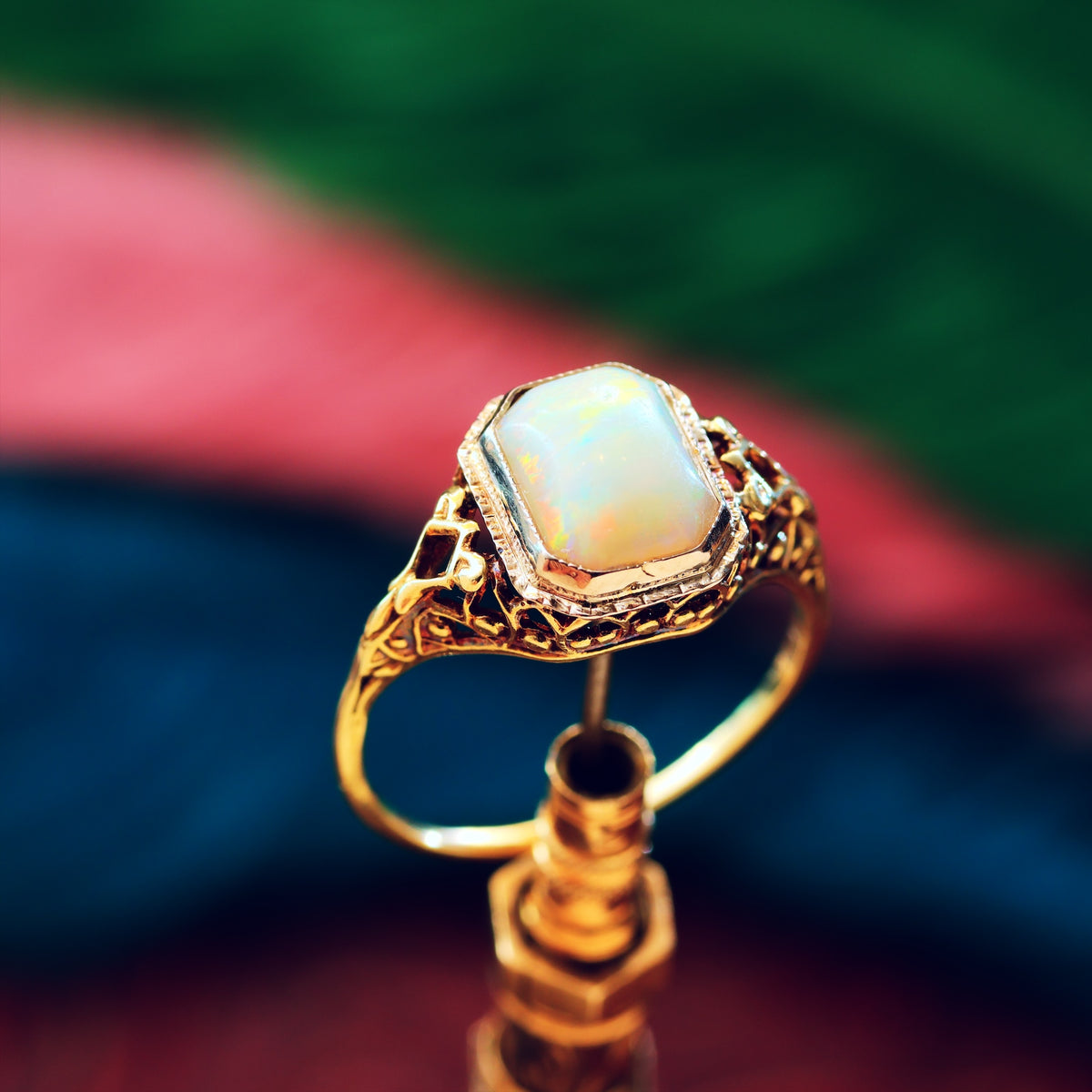 A Dramatic Vintage Filigree Opal Dress Ring