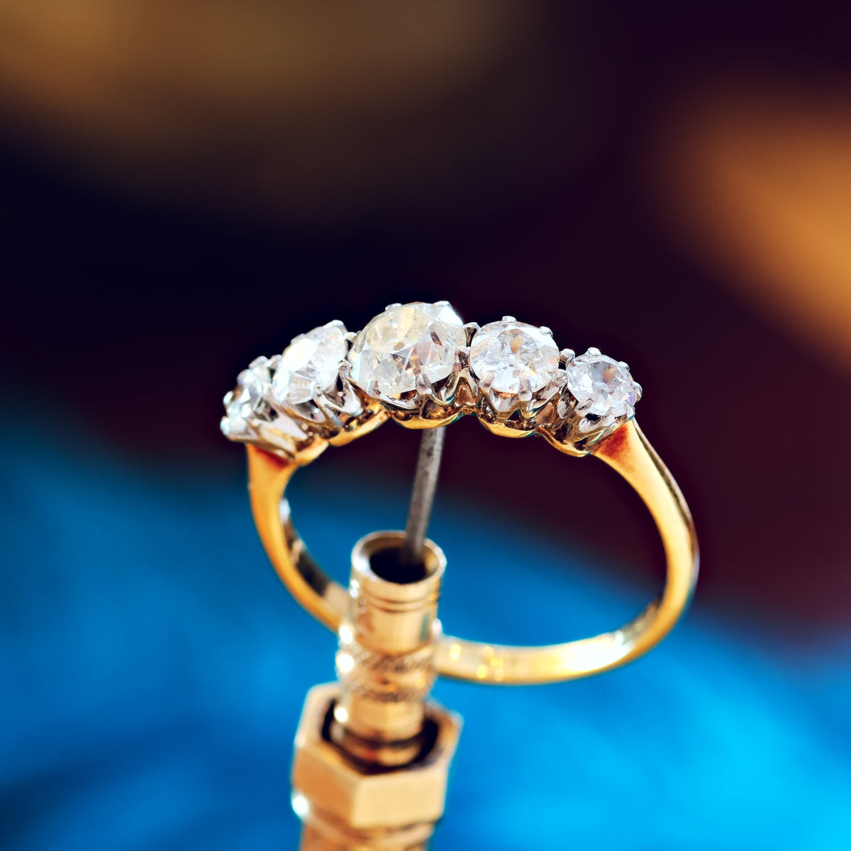 Splendid Antique Five Stone Diamond Engagement Ring