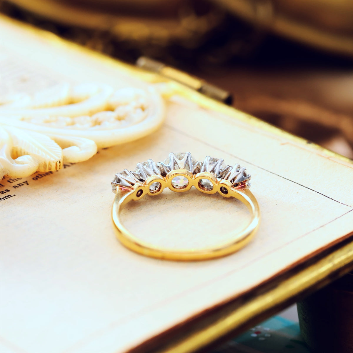 Splendid Antique Five Stone Diamond Engagement Ring