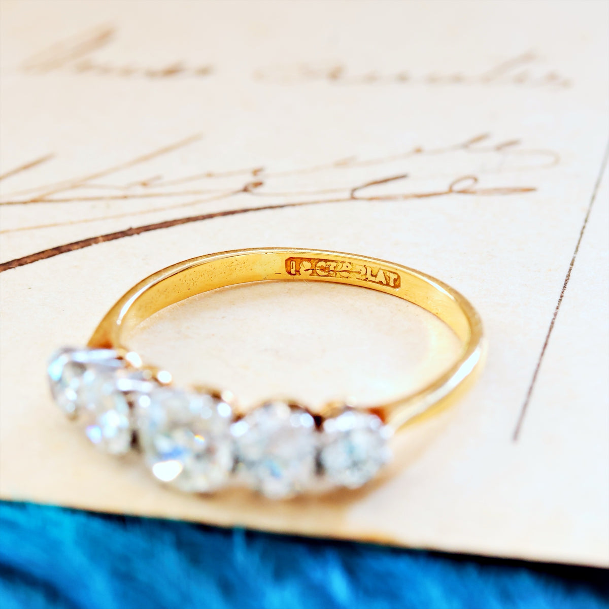 Splendid Antique Five Stone Diamond Engagement Ring