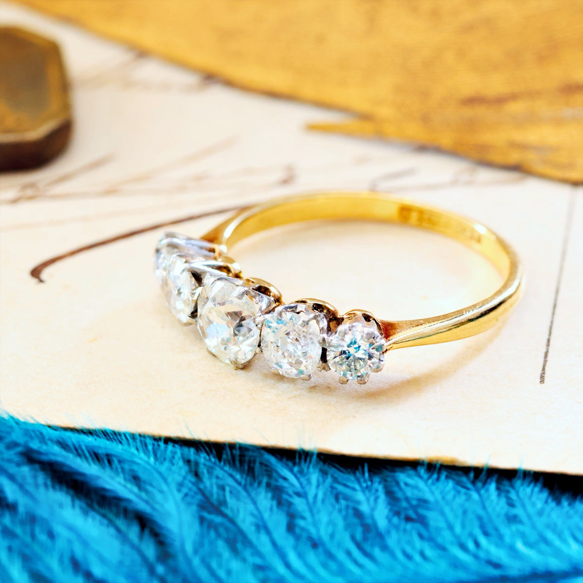 Splendid Antique Five Stone Diamond Engagement Ring