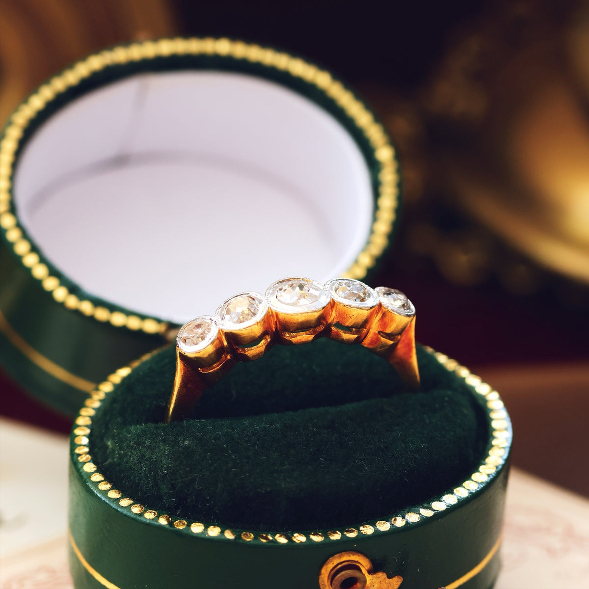 Splendid Vintage Five Stone Diamond Engagement Ring