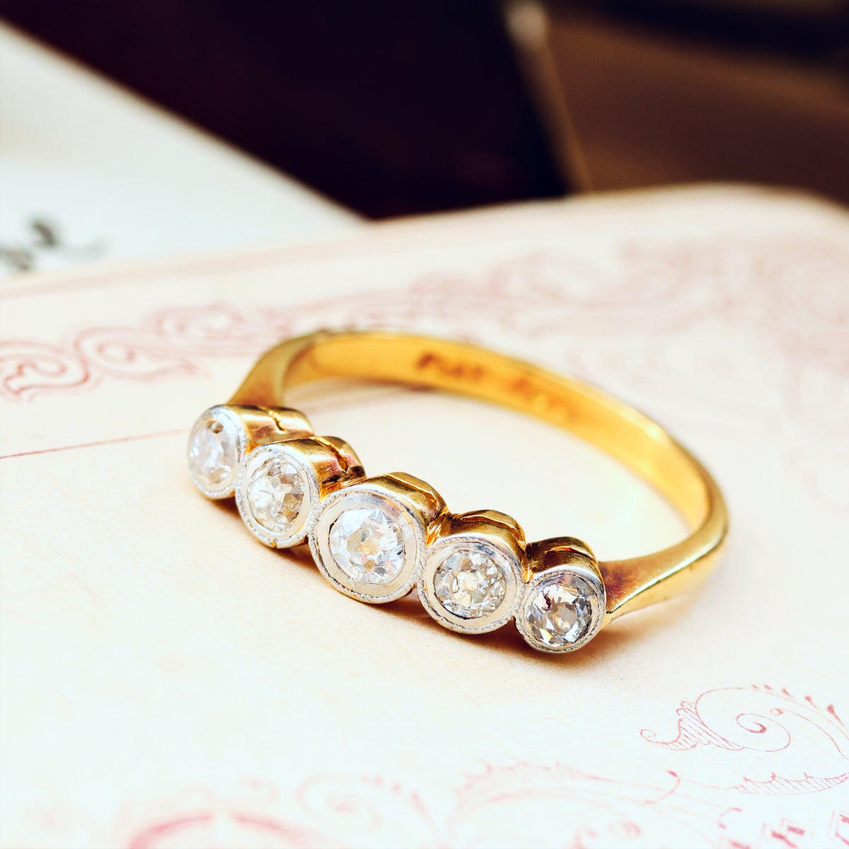 Vintage Five Stone Diamond Engagement Ring