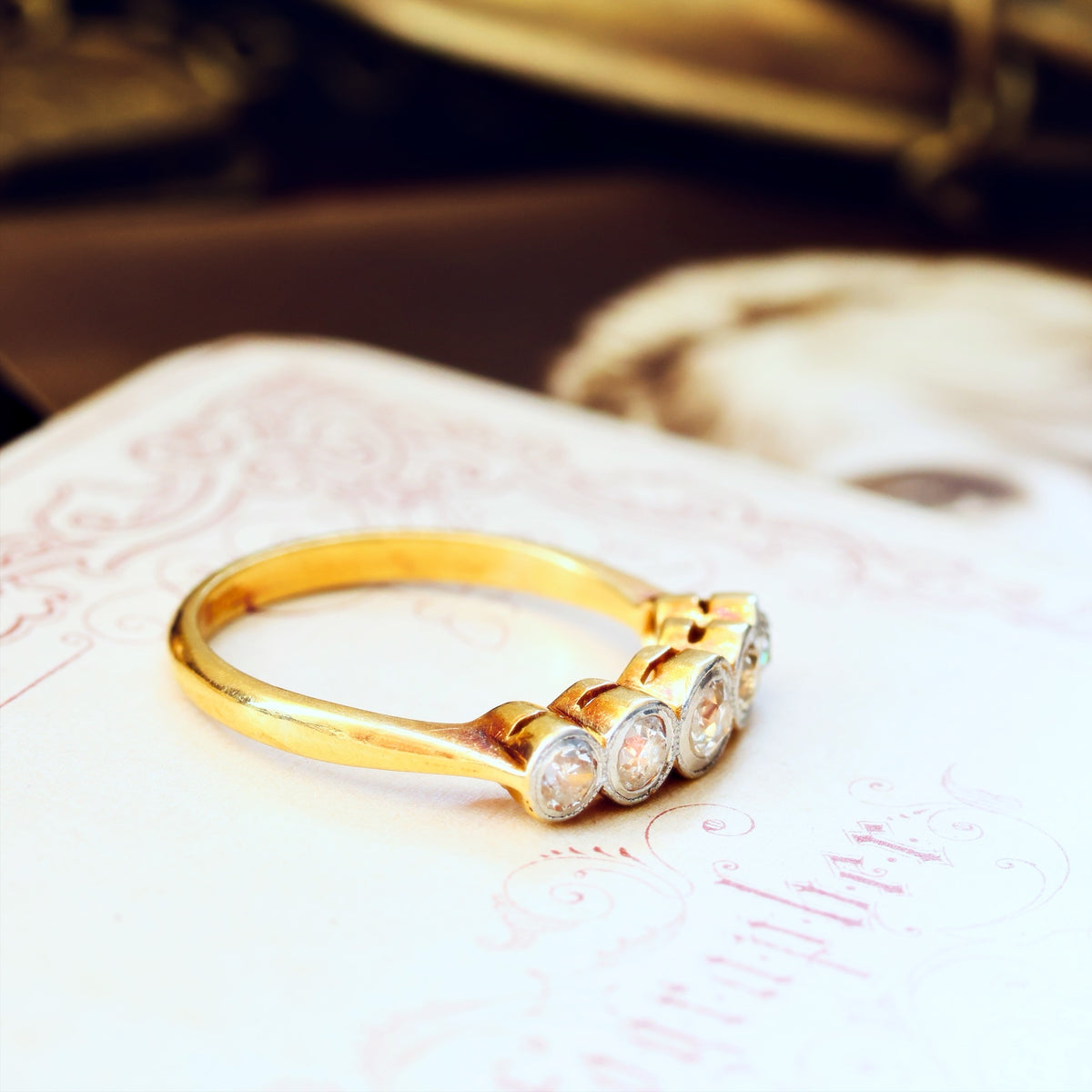Splendid Vintage Five Stone Diamond Engagement Ring