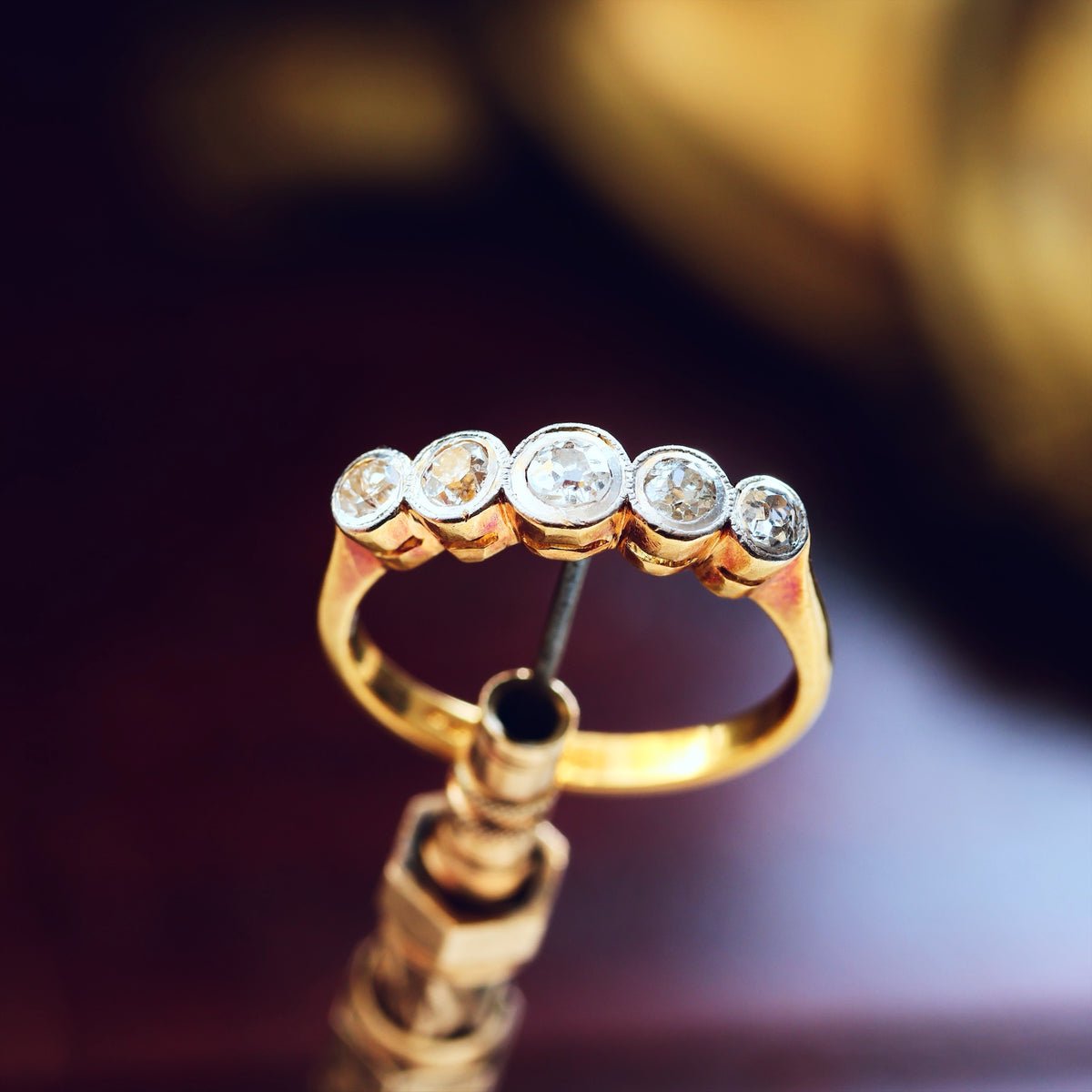 Splendid Vintage Five Stone Diamond Engagement Ring