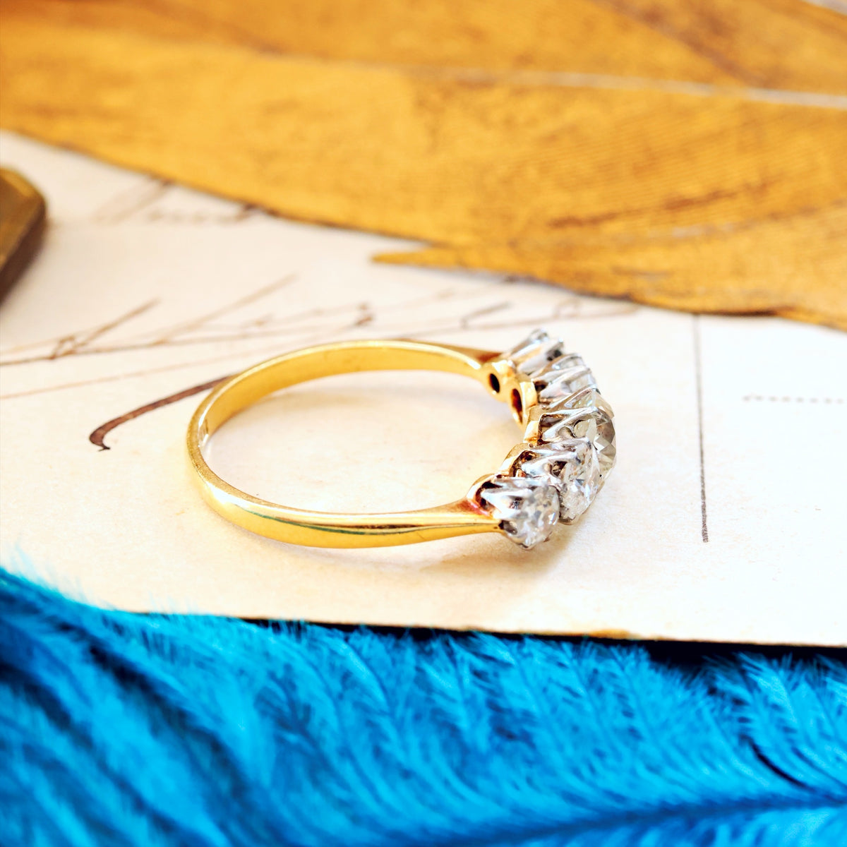 Splendid Antique Five Stone Diamond Engagement Ring