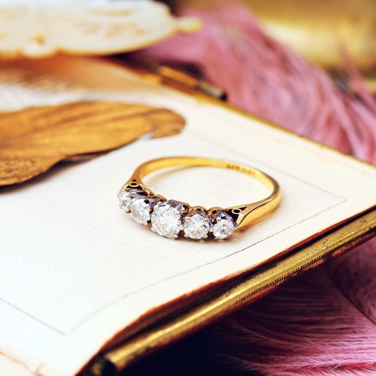 Divine Lovely! Vintage Five Stone Diamond Engagement Ring