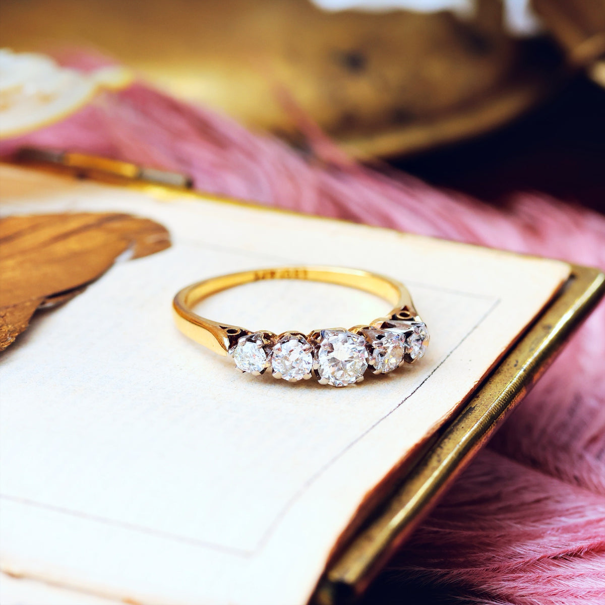 Divine Lovely! Vintage Five Stone Diamond Engagement Ring