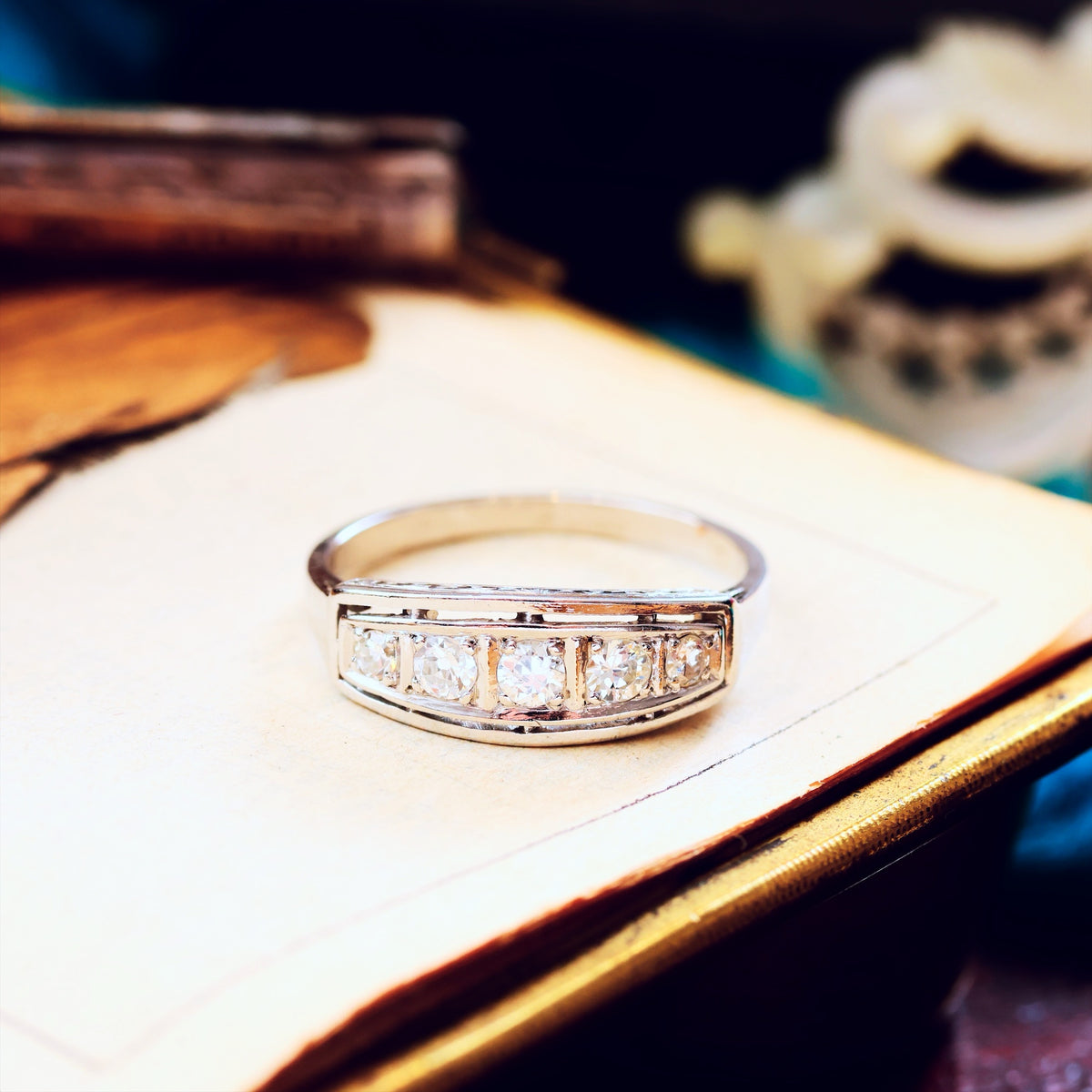 Vintage French Art Deco Platinum Diamond Ring