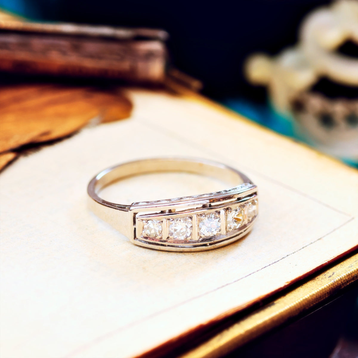 Vintage French Art Deco Platinum Diamond Ring