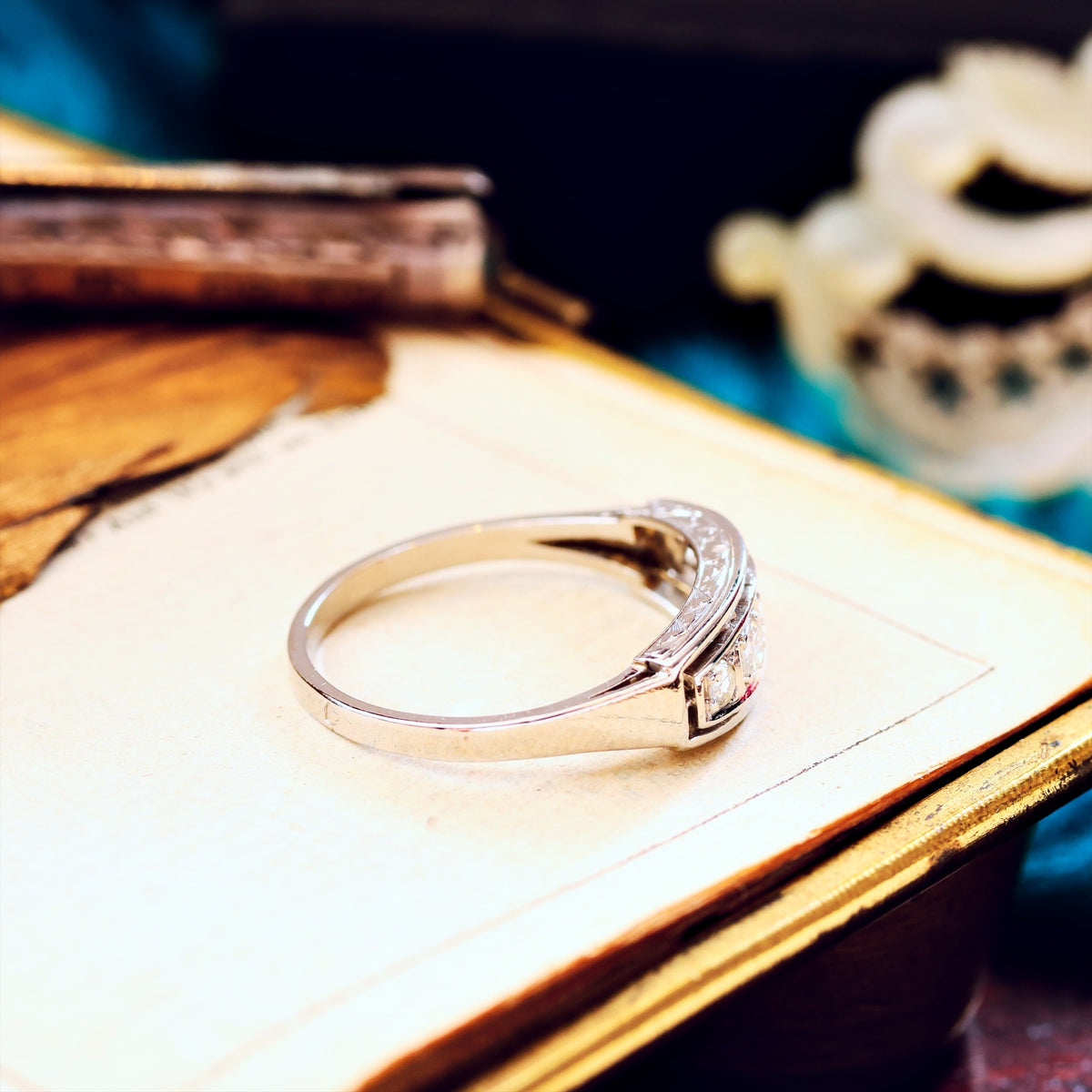 Vintage French Art Deco Platinum Diamond Ring