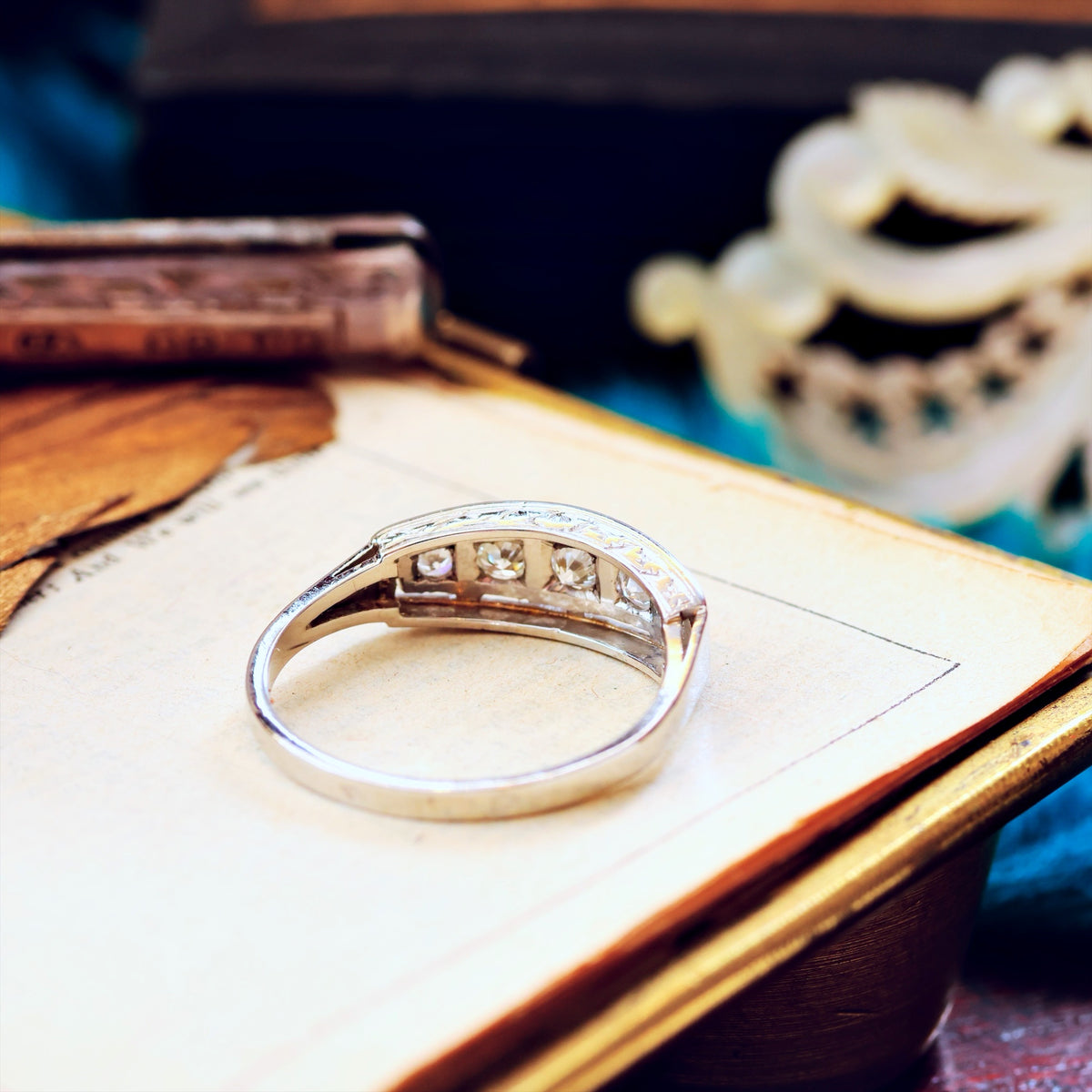 Vintage French Art Deco Platinum Diamond Ring