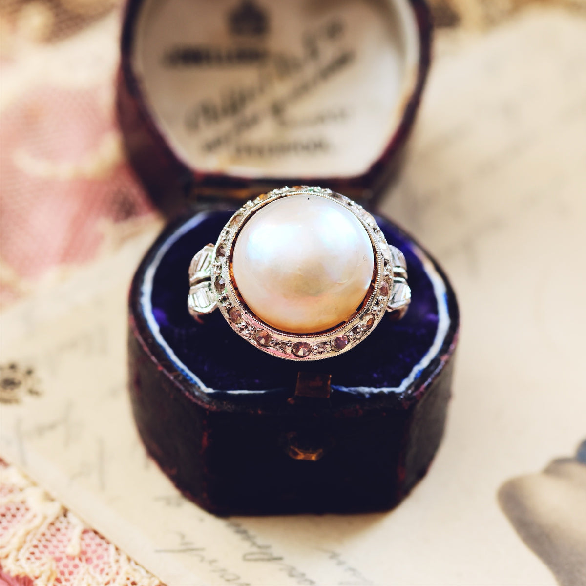 Vintage French Mabe Pearl Dress Ring