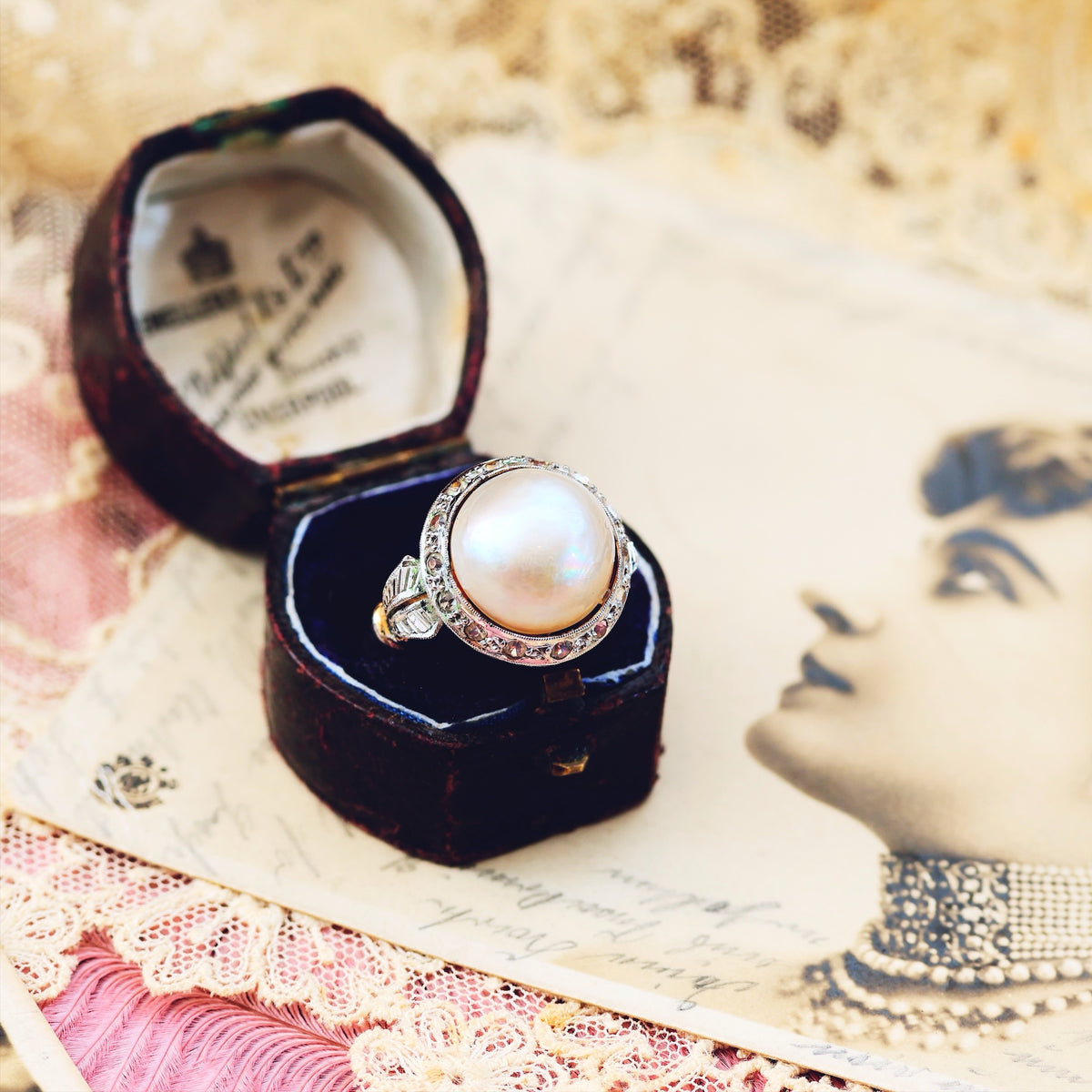 Vintage French Mabe Pearl Dress Ring
