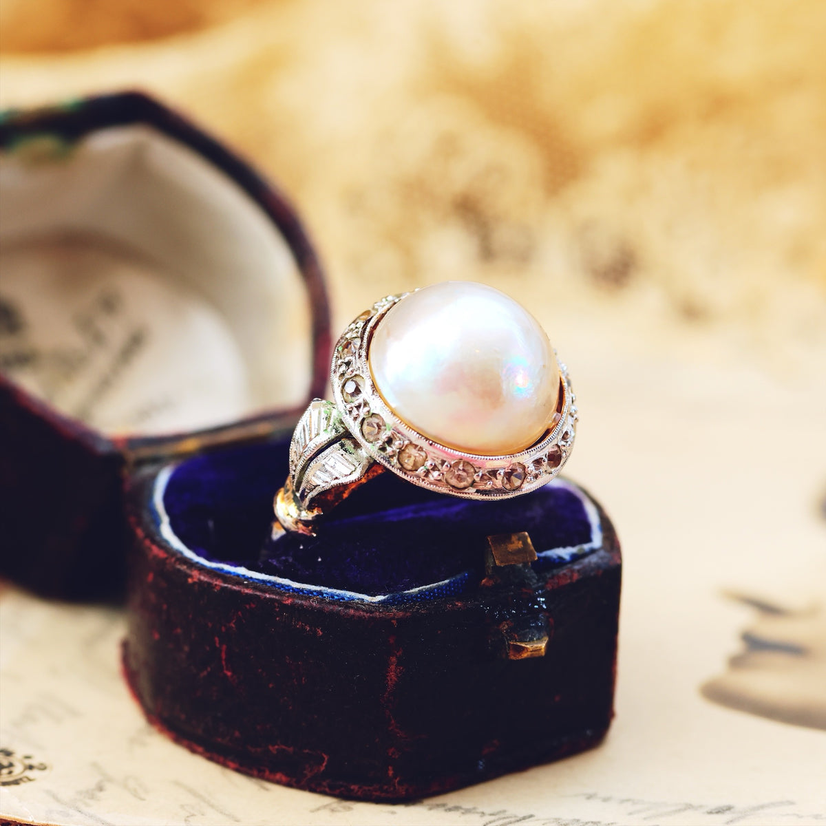 Vintage French Mabe Pearl Dress Ring