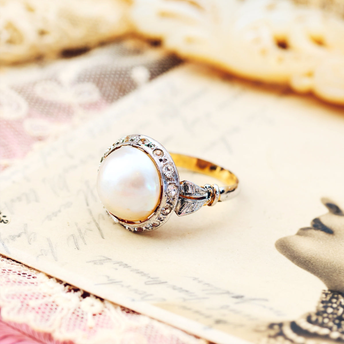 Vintage French Mabe Pearl Dress Ring