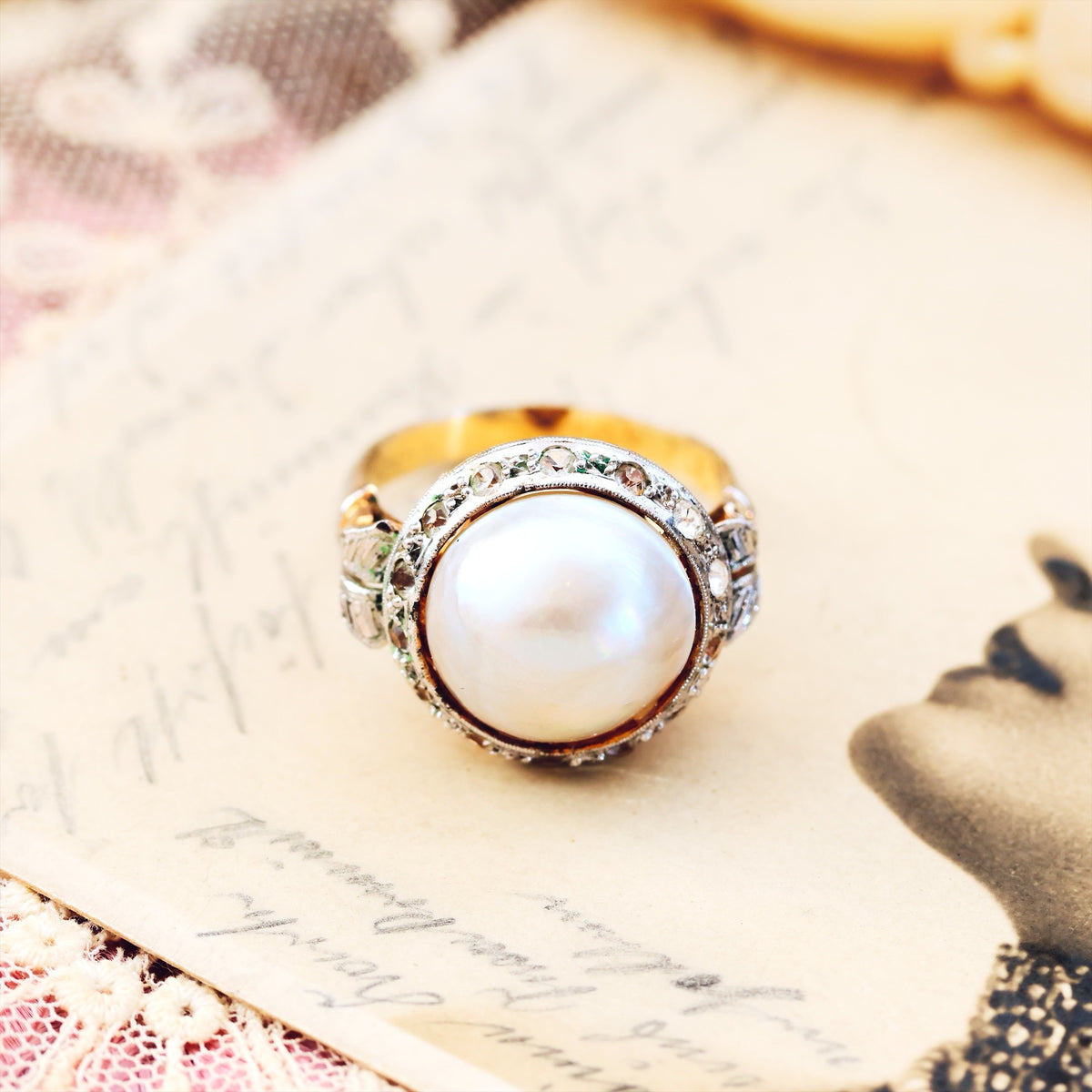 Vintage French Mabe Pearl Dress Ring