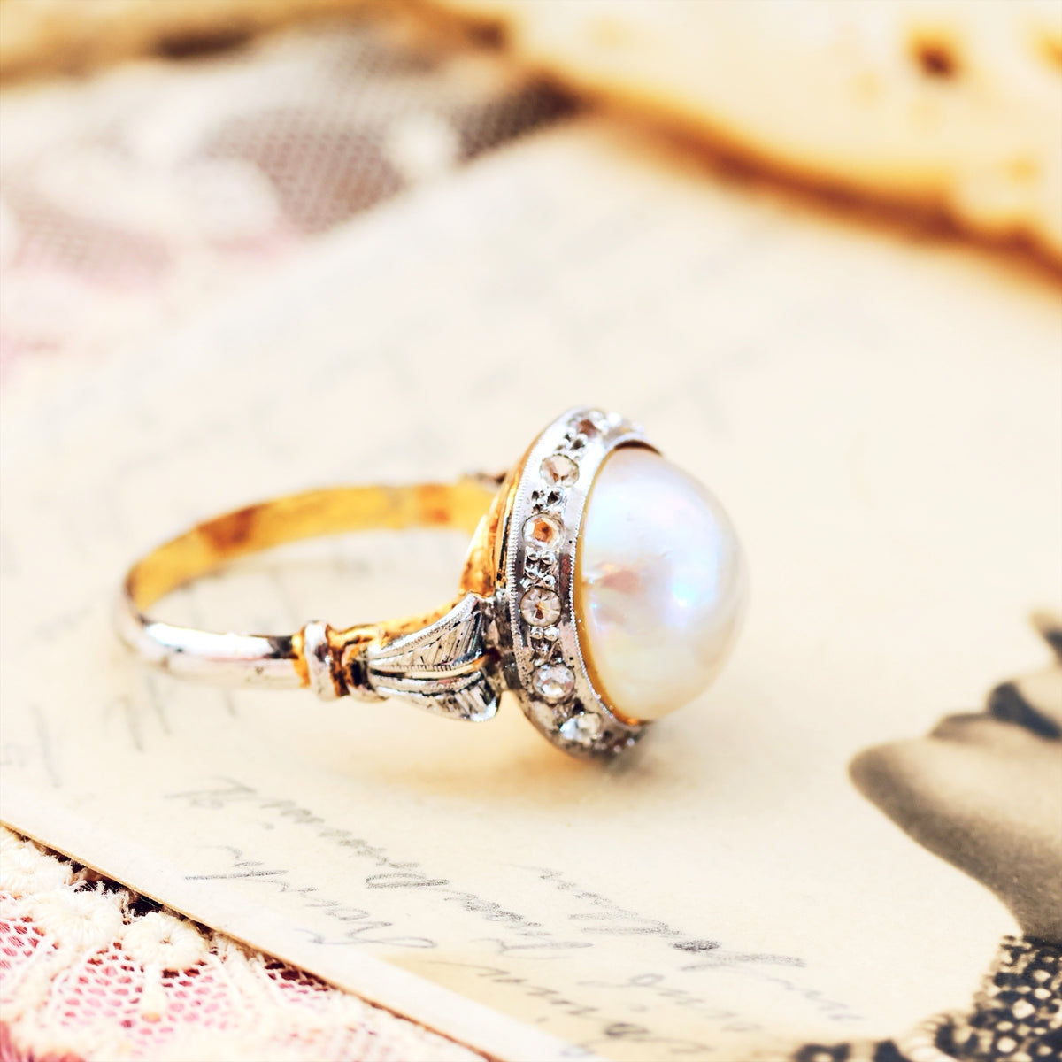 Vintage French Mabe Pearl Dress Ring