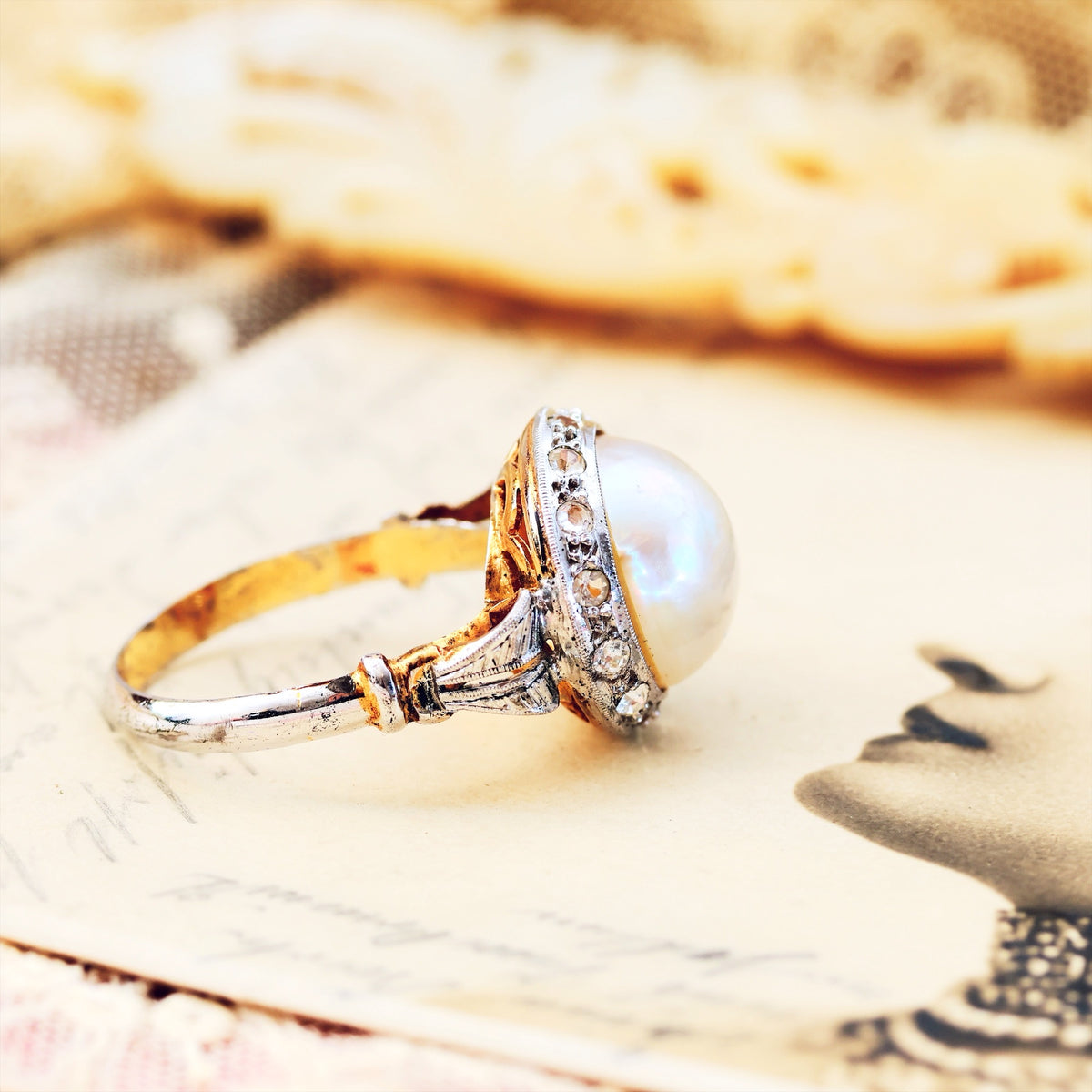 Vintage French Mabe Pearl Dress Ring