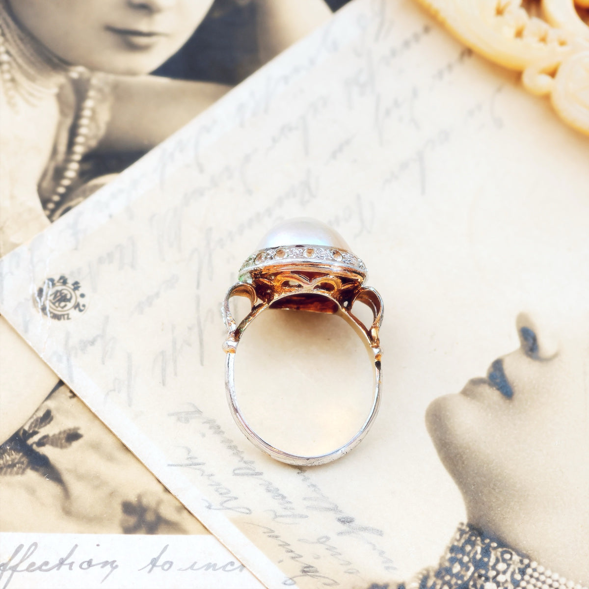 Vintage French Mabe Pearl Dress Ring