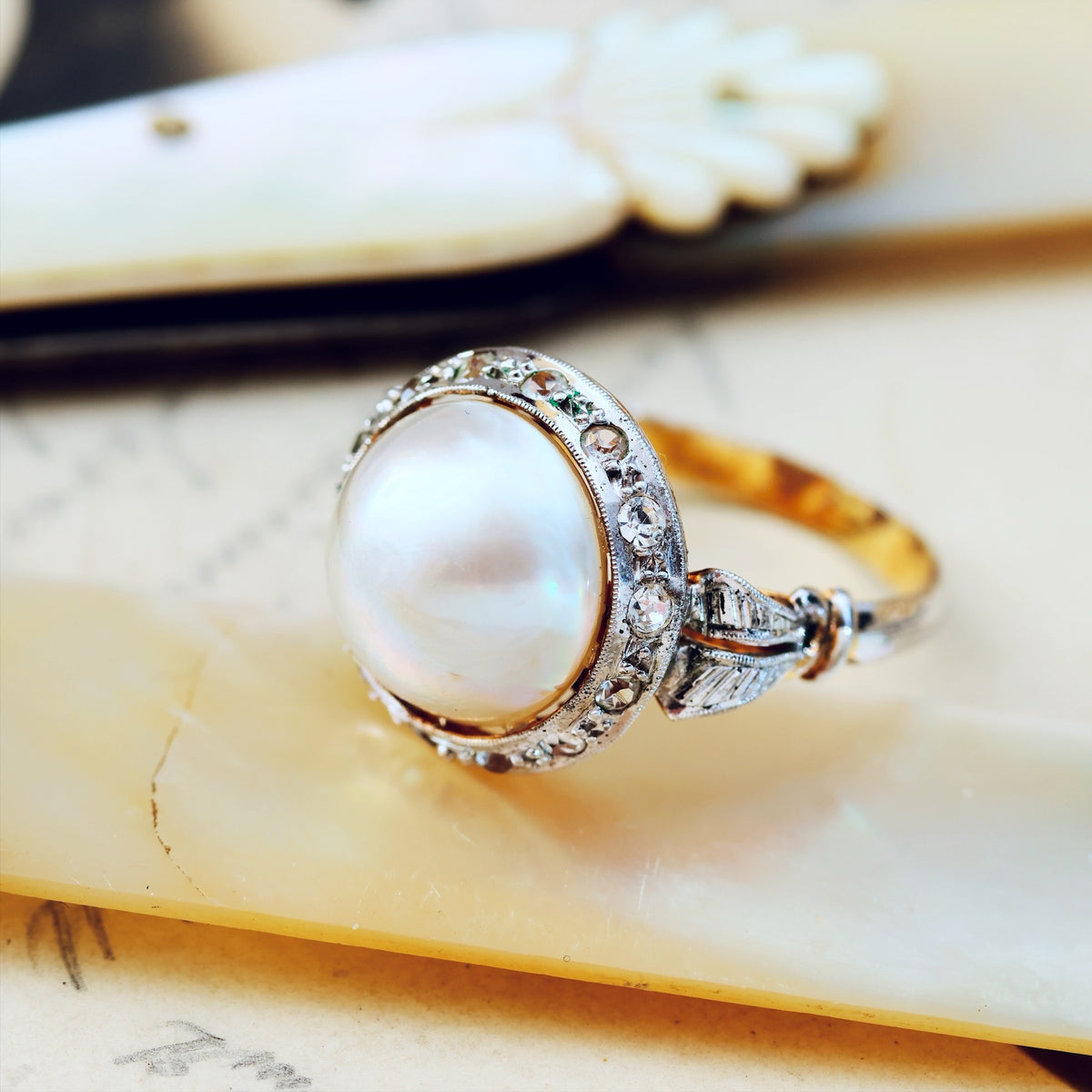 Vintage French Mabe Pearl Dress Ring