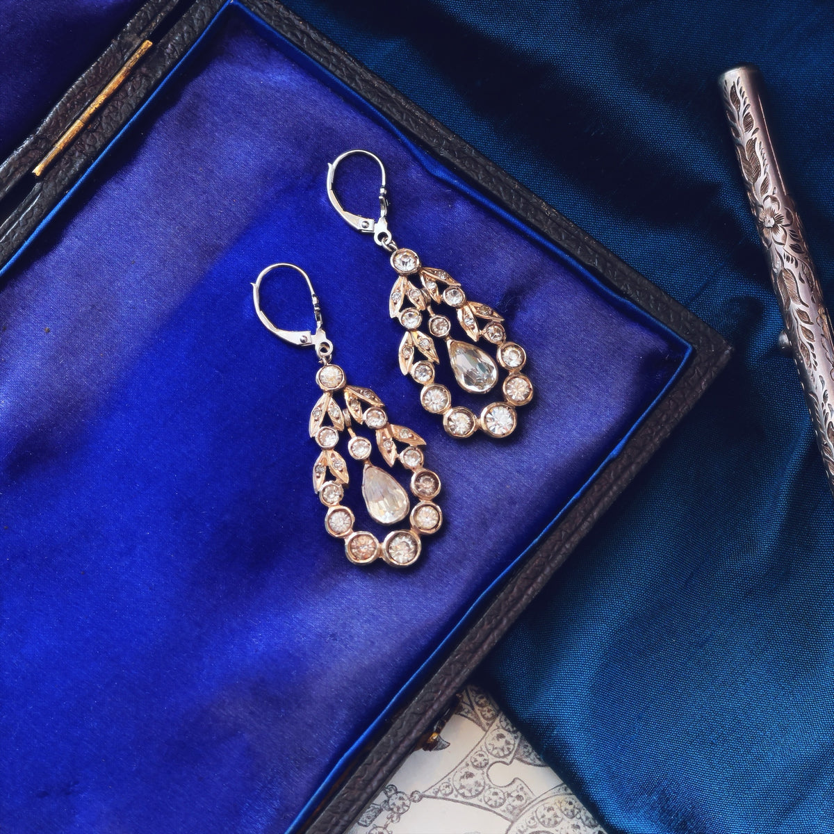 Gorgeous Georgian Style 1950's Paste Earrings
