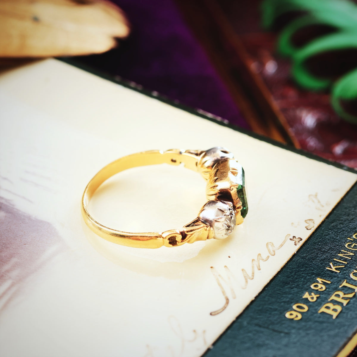 Georgian Style Foiled Emerald & Diamond Ring