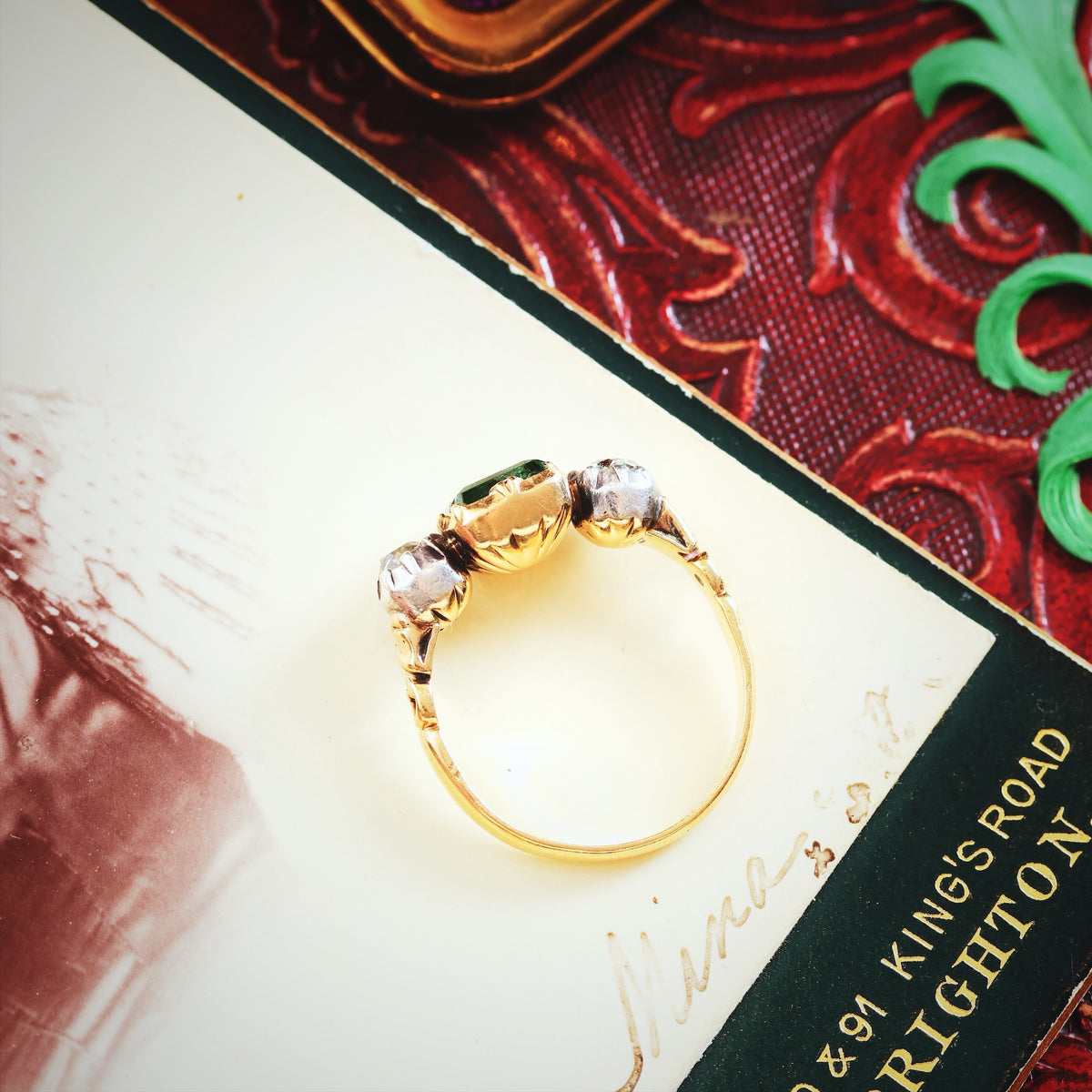 Georgian Style Foiled Emerald & Diamond Ring