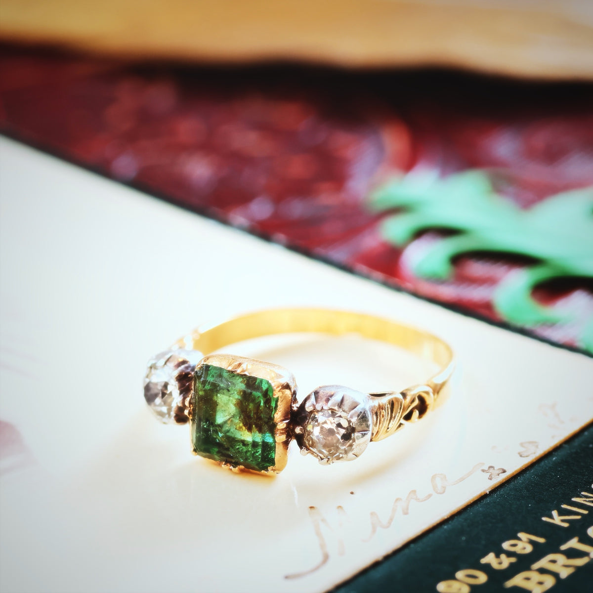 Georgian Style Foiled Emerald & Diamond Ring