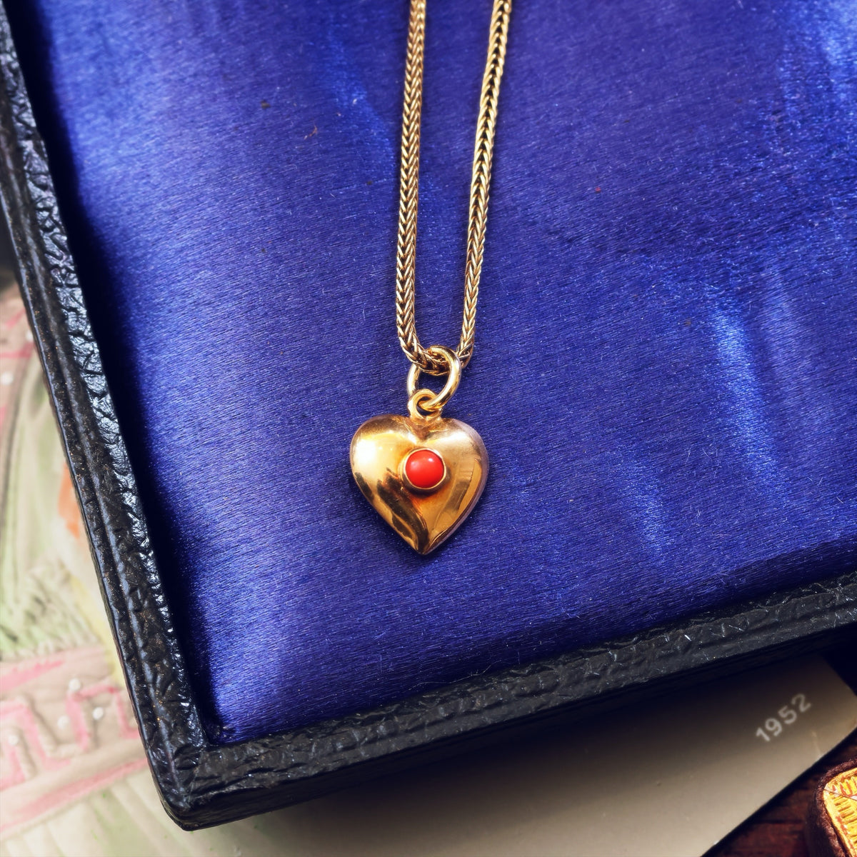 Vintage LOVE! Gold Coral Heart Pendant