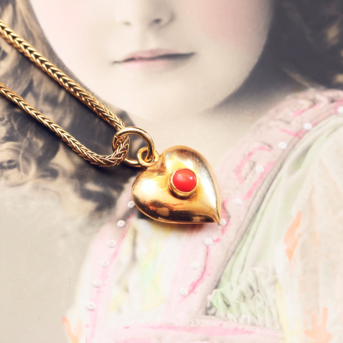 Vintage LOVE! Gold Coral Heart Pendant