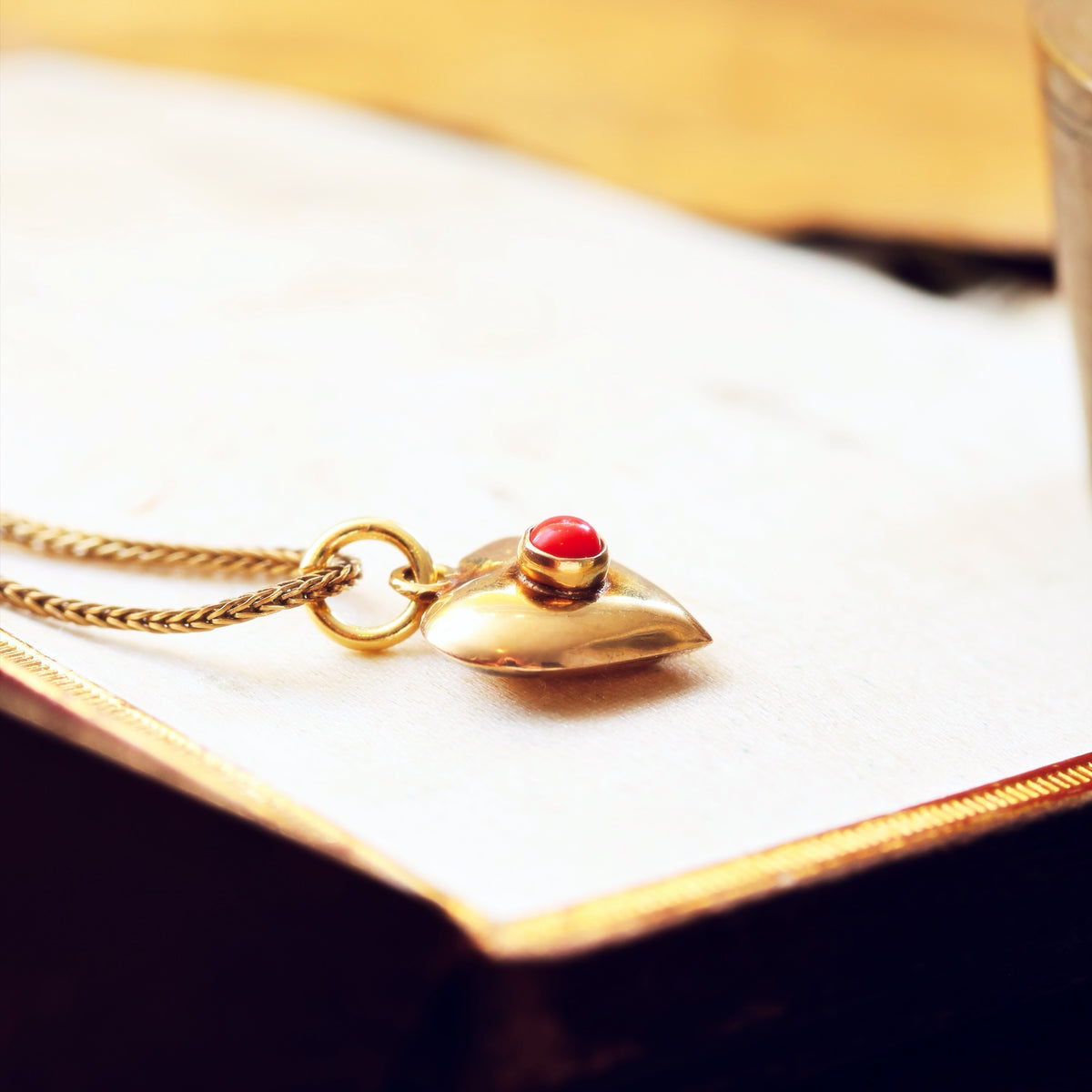 Vintage LOVE! Gold Coral Heart Pendant