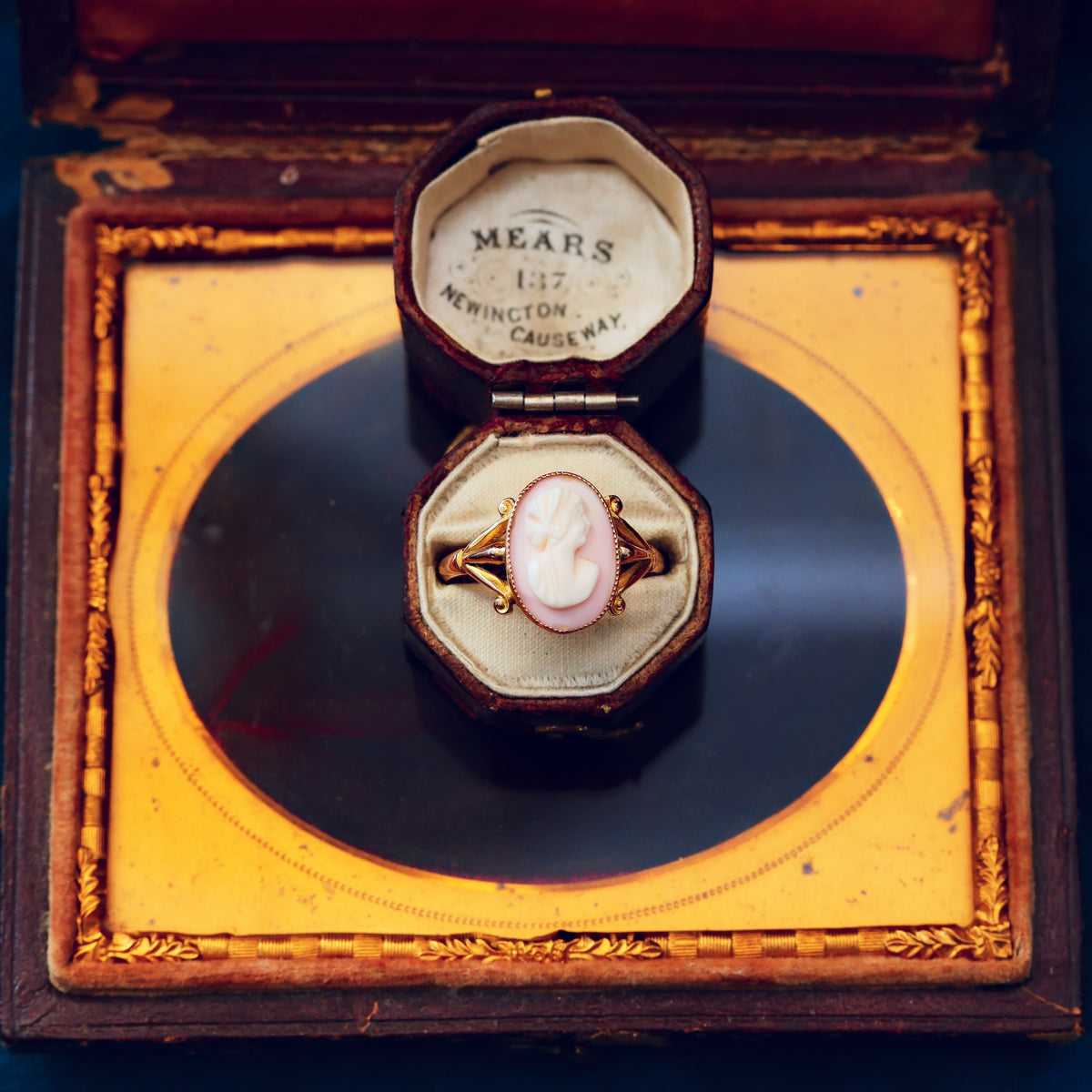 Vintage Grecian Goddess Shell Cameo Ring