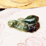 Vintage Hand Carved Jadeite Squash Blossom Pendant