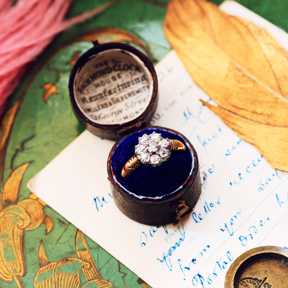 Super-Sparkly Vintage Hand Cut Diamond Cluster Engagement Ring