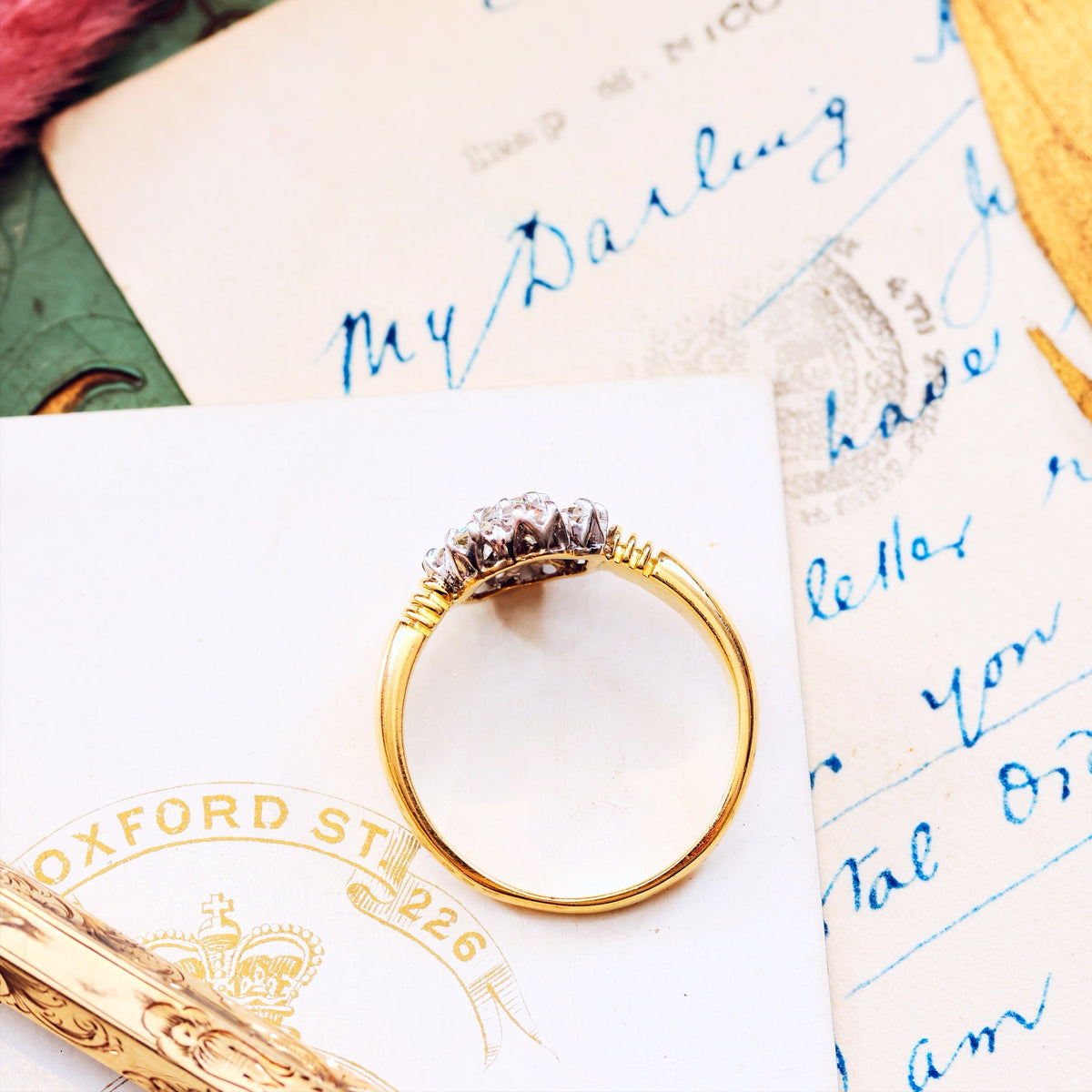 Super-Sparkly Vintage Hand Cut Diamond Cluster Engagement Ring