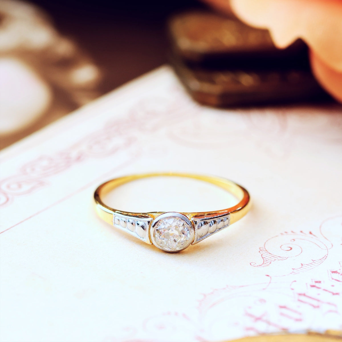 Pretty Vintage Hand Cut Diamond Engagement Ring
