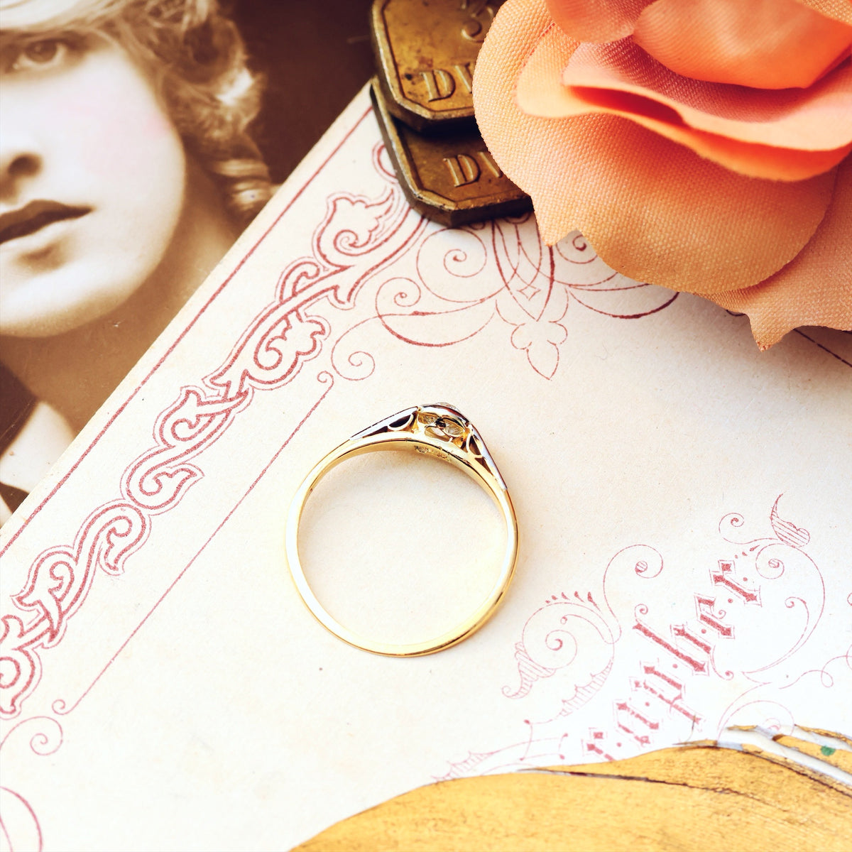 Pretty Vintage Hand Cut Diamond Engagement Ring