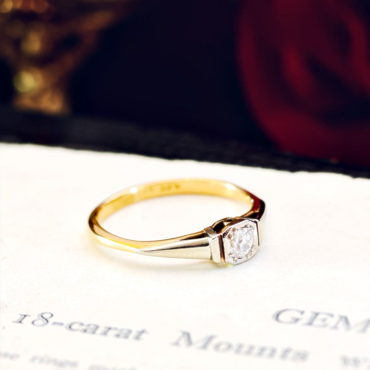 Pristine Vintage Hand Cut Diamond Engagement Ring
