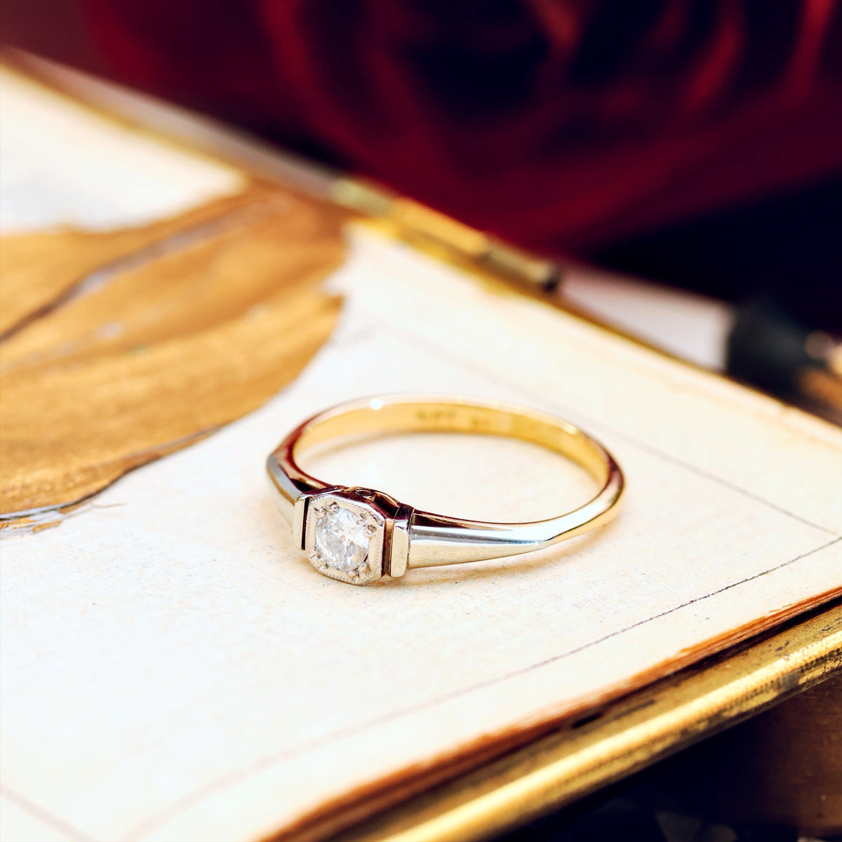 Pristine Vintage Hand Cut Diamond Engagement Ring