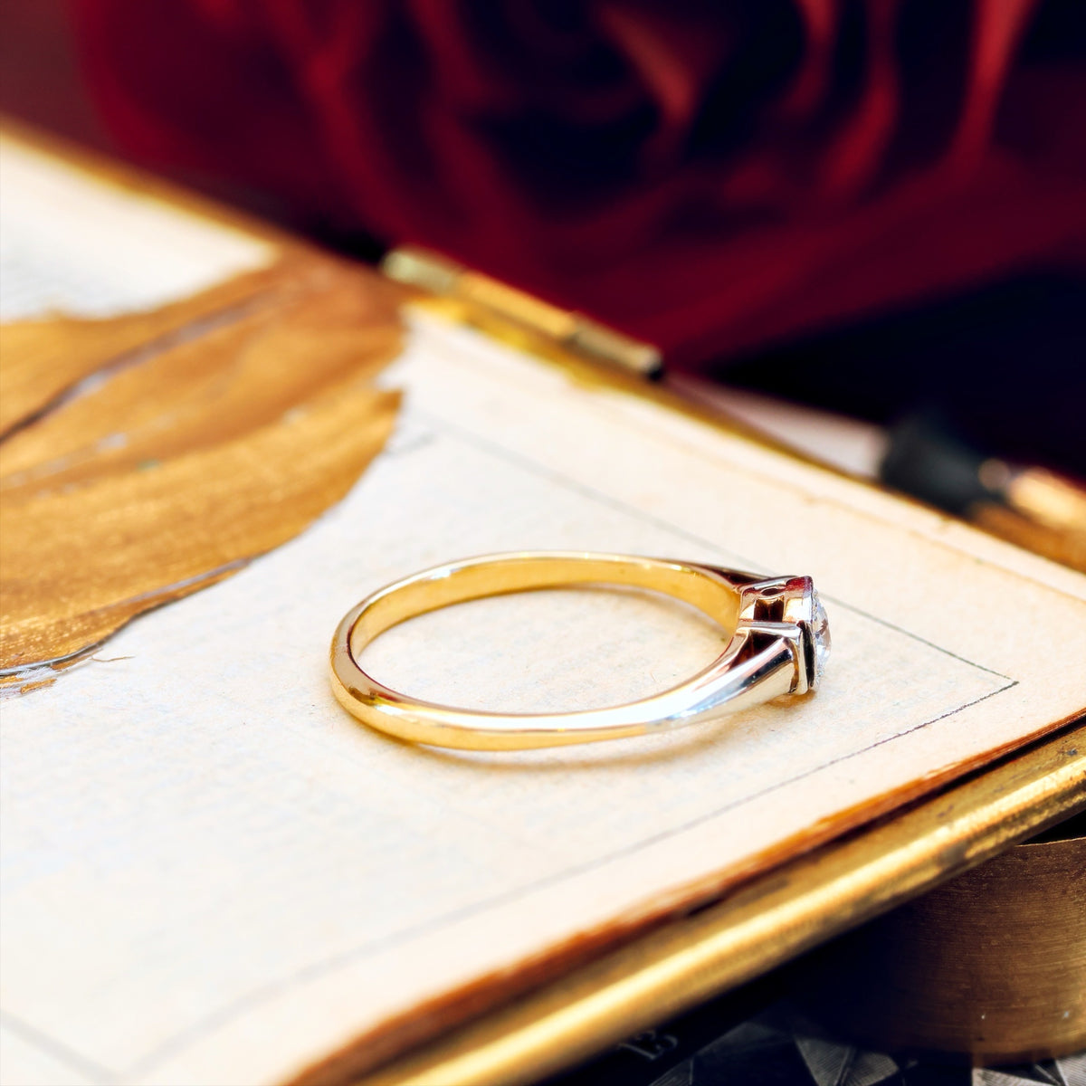 Pristine Vintage Hand Cut Diamond Engagement Ring