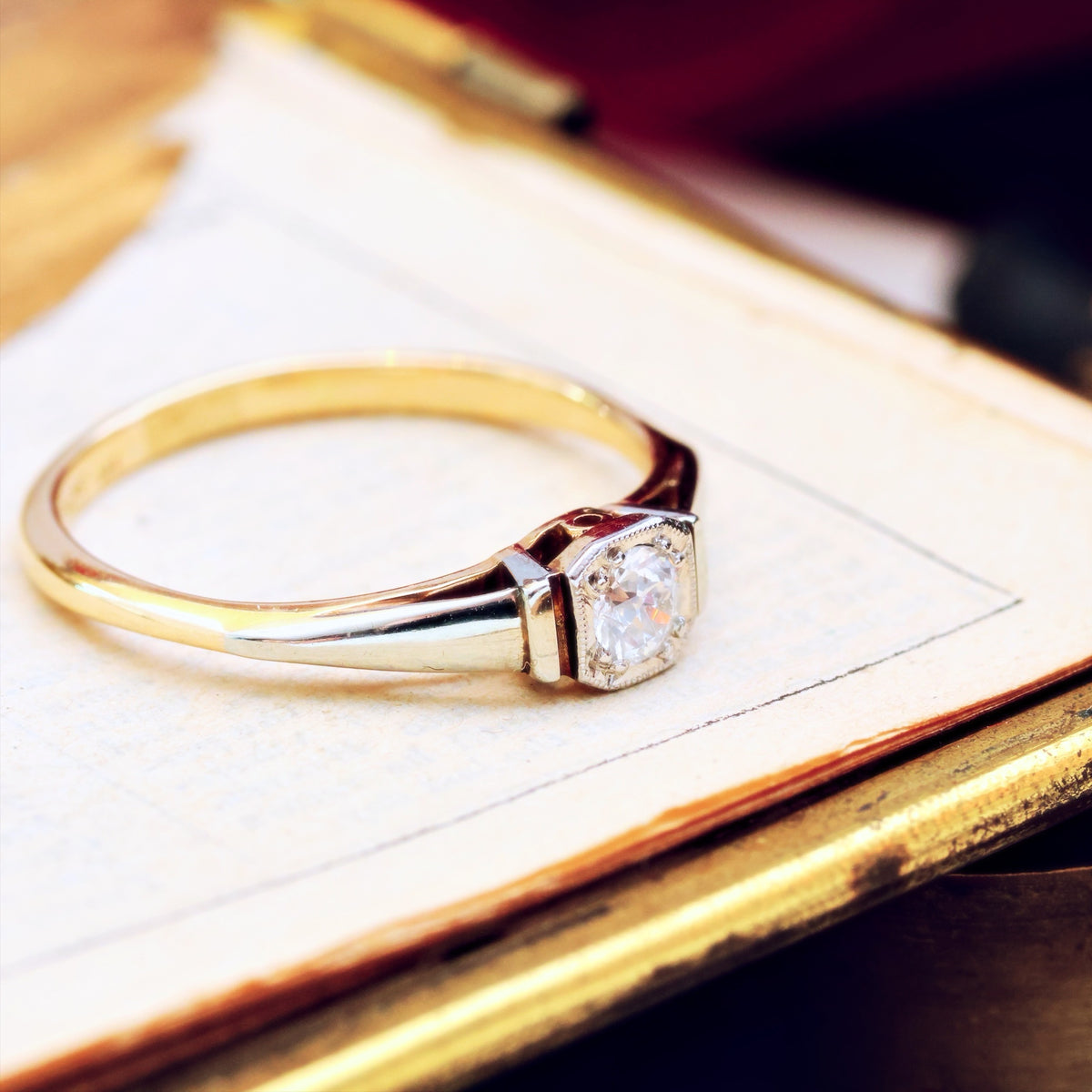 Pristine Vintage Hand Cut Diamond Engagement Ring
