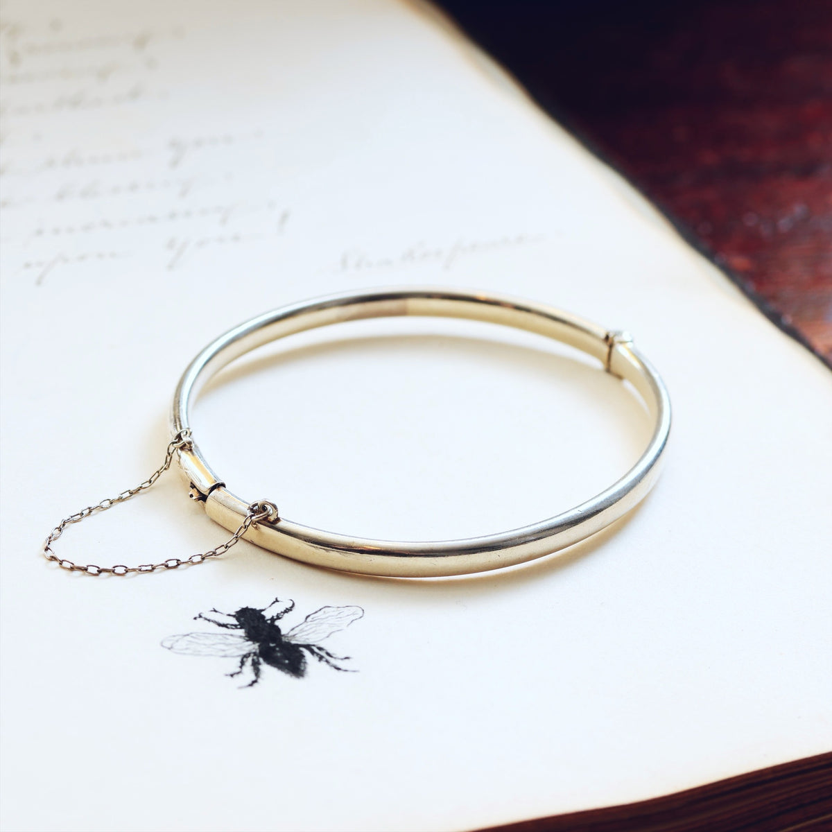 Vintage Hand Engraved Date 1961 Silver Bangle
