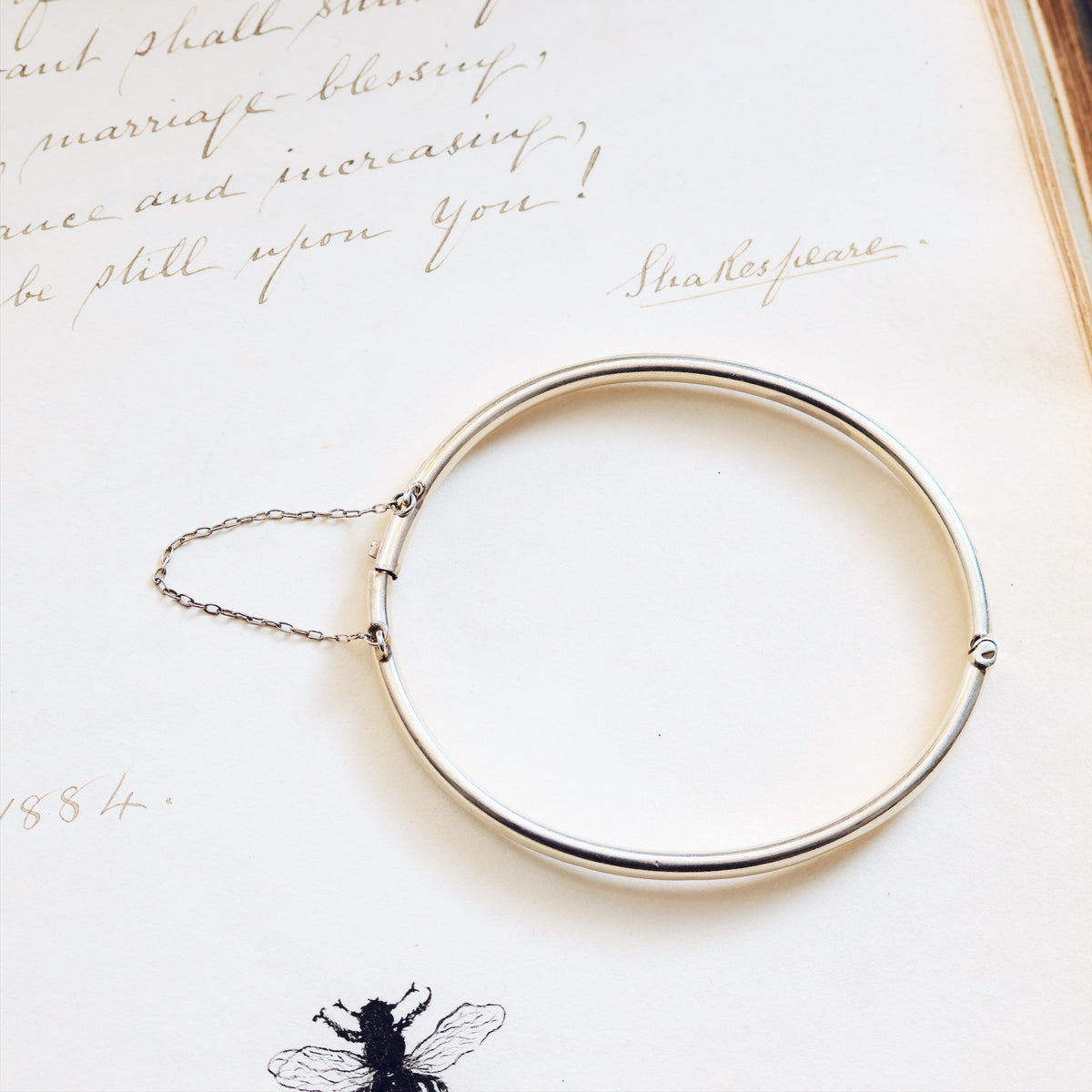Prettily Hand Engraved Date 1961 Silver Bangle