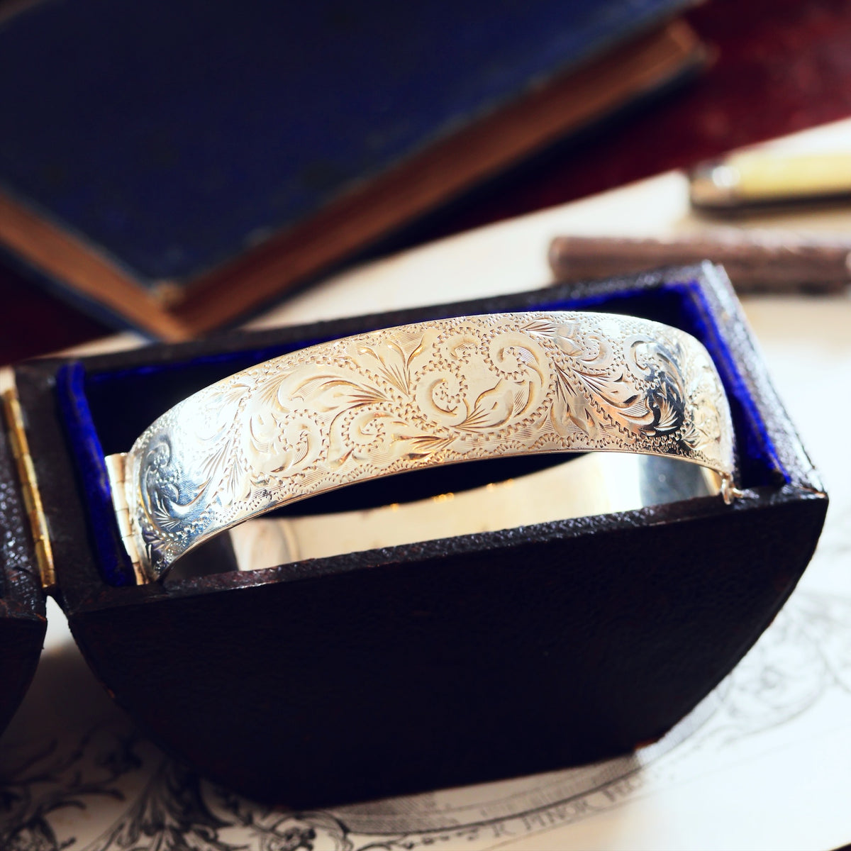 Hand Engraved Date 1962 Silver Bangle