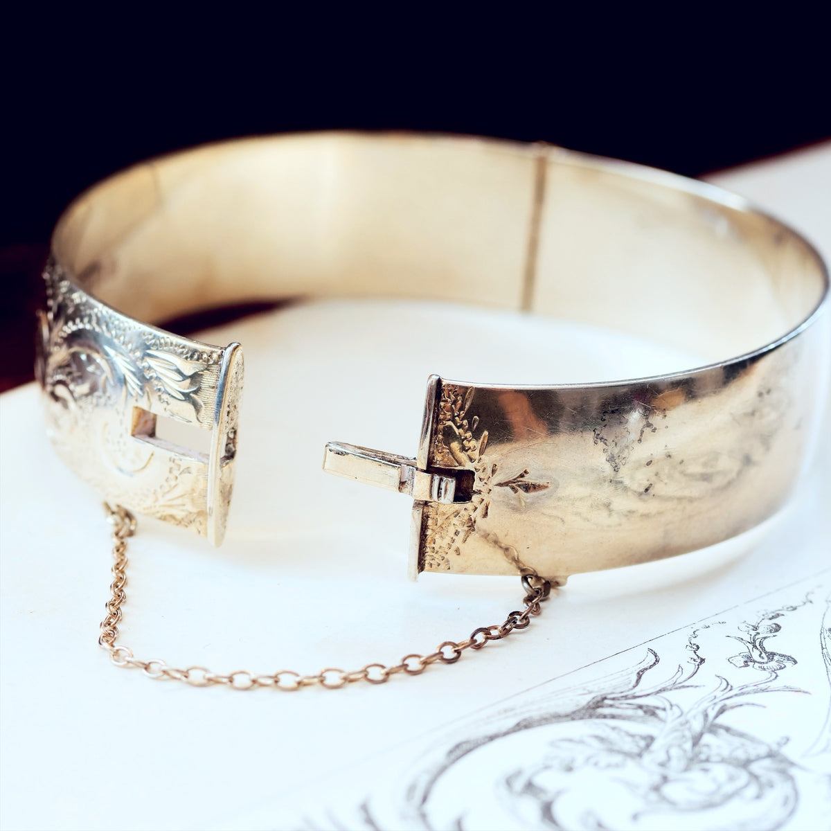 Hand Engraved Date 1962 Silver Bangle