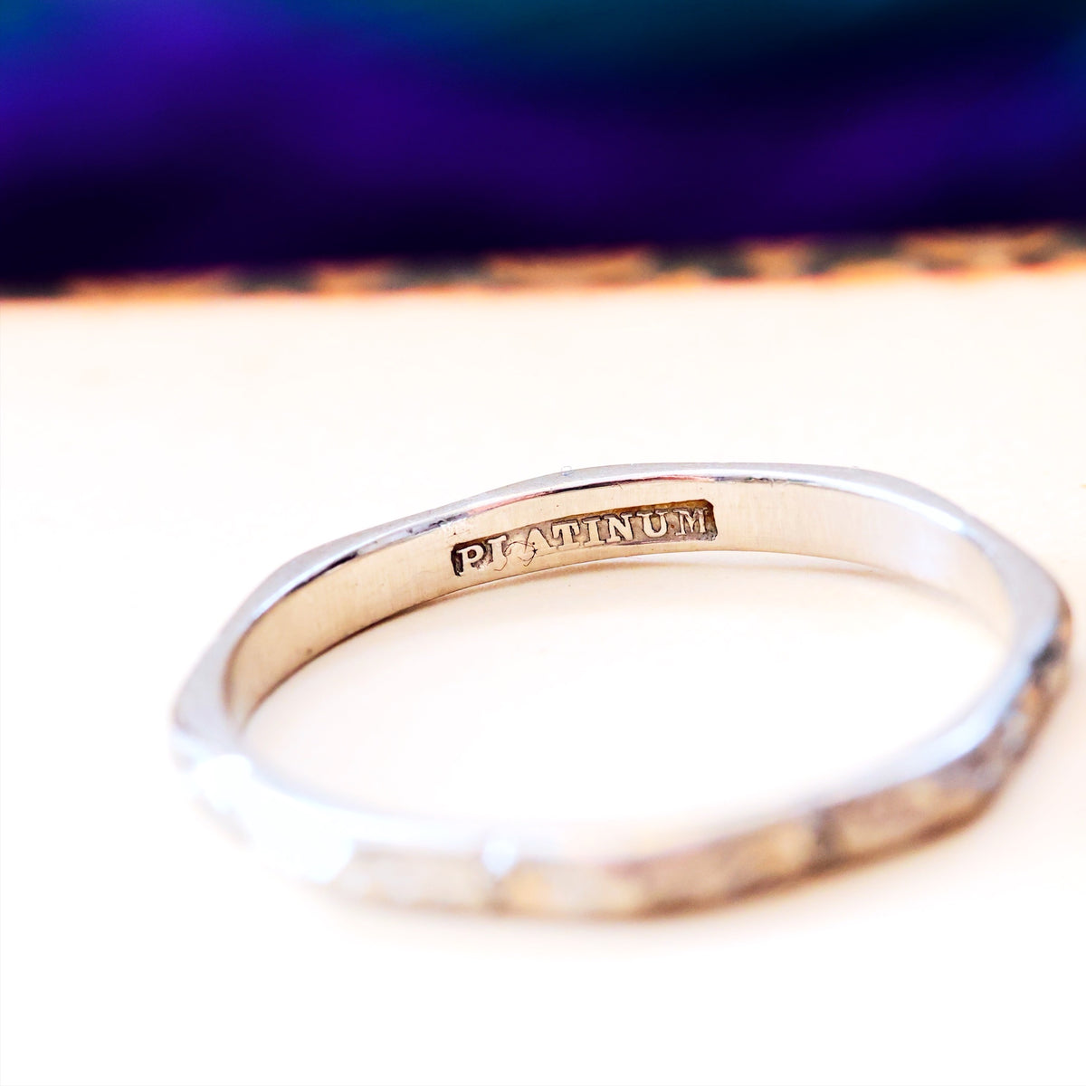 Vintage Size L Hand Engraved Platinum Wedding Band