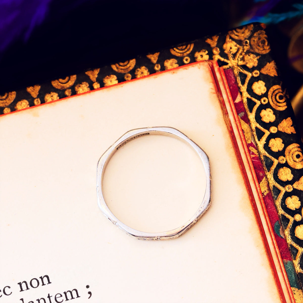 Vintage Size L Hand Engraved Platinum Wedding Band