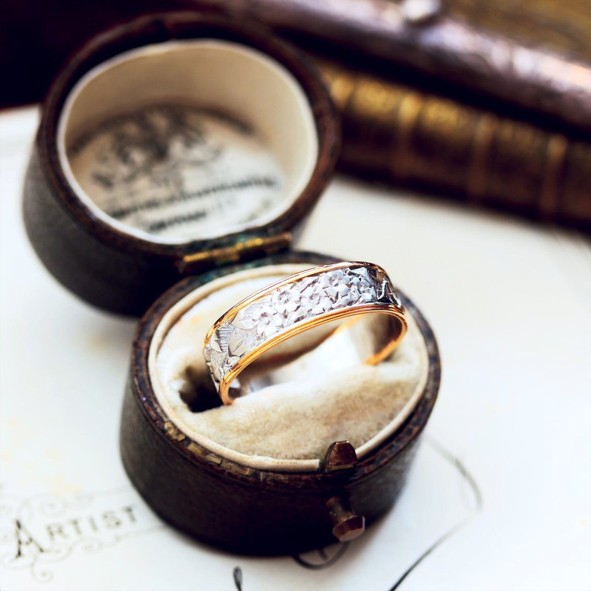 Adorable Vintage Hand Engraved Size M Wedding Band