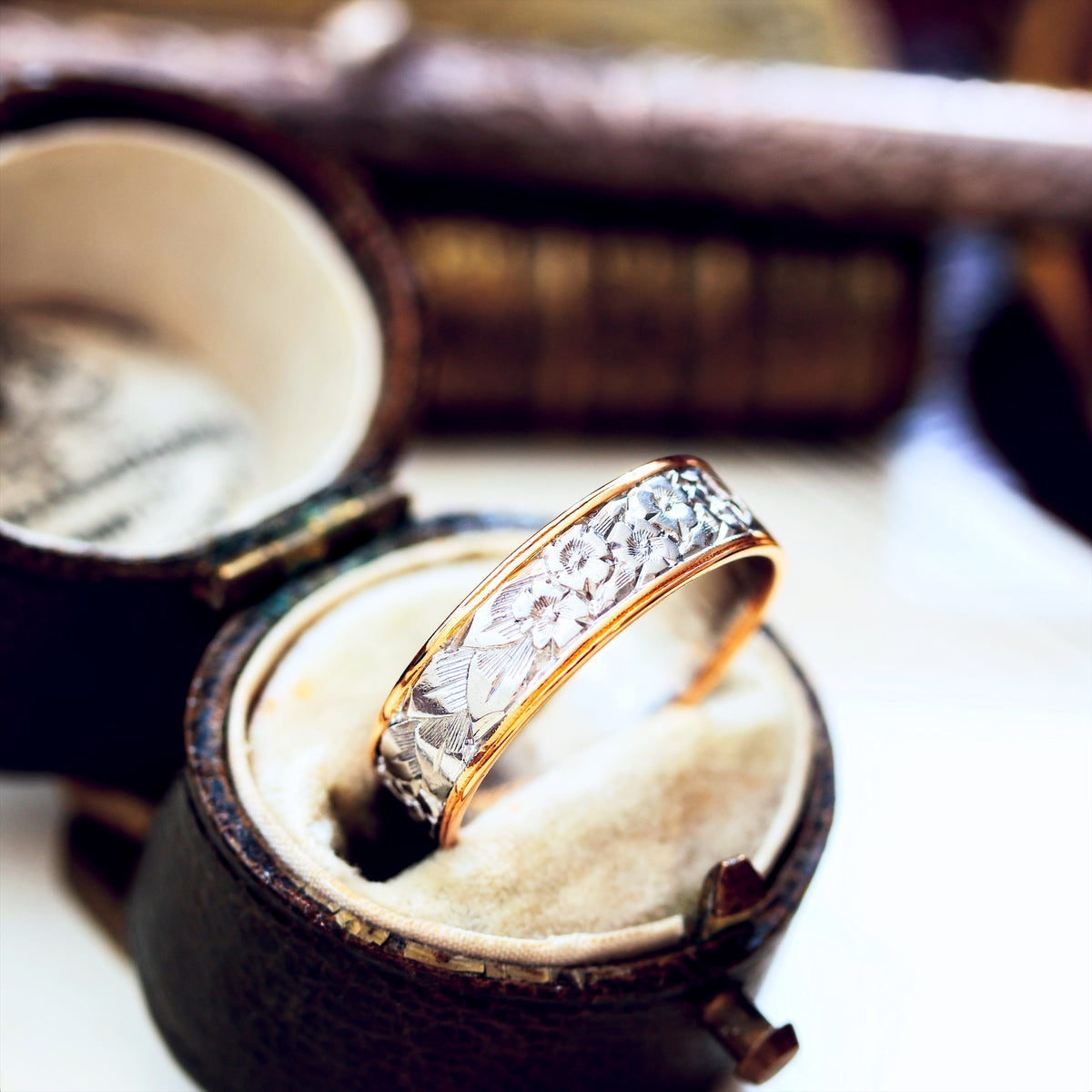 Adorable Vintage Hand Engraved Size M Wedding Band
